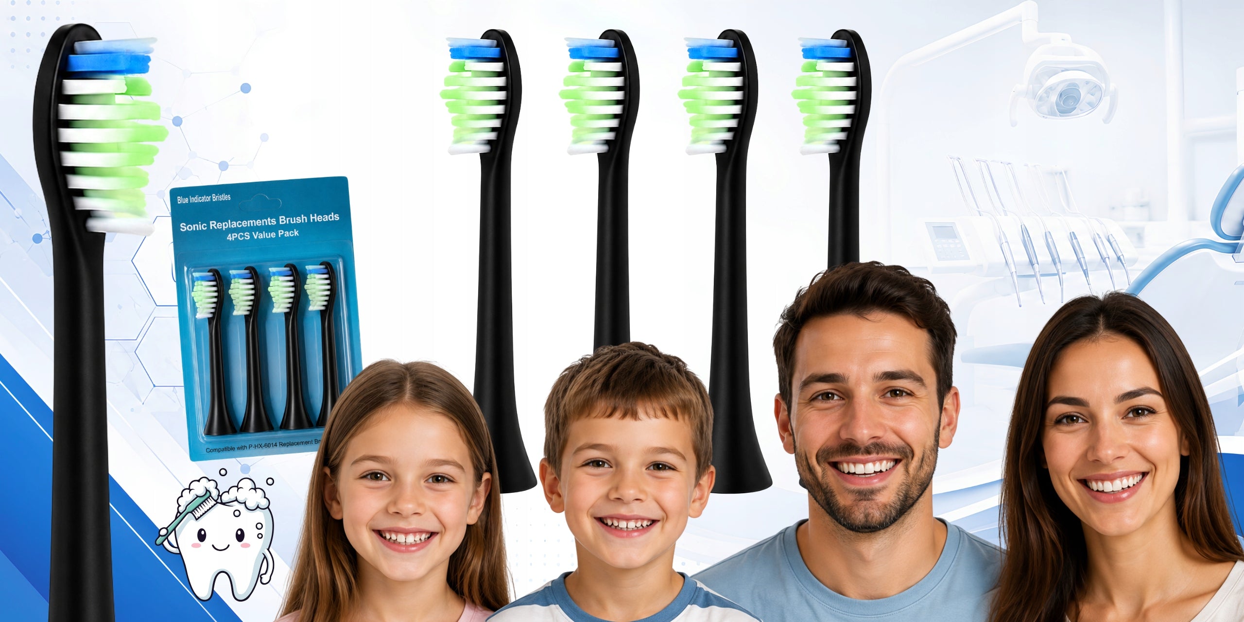 4x PHILIPS SONICARE toothbrush tips BLACK replacements Medical device no
