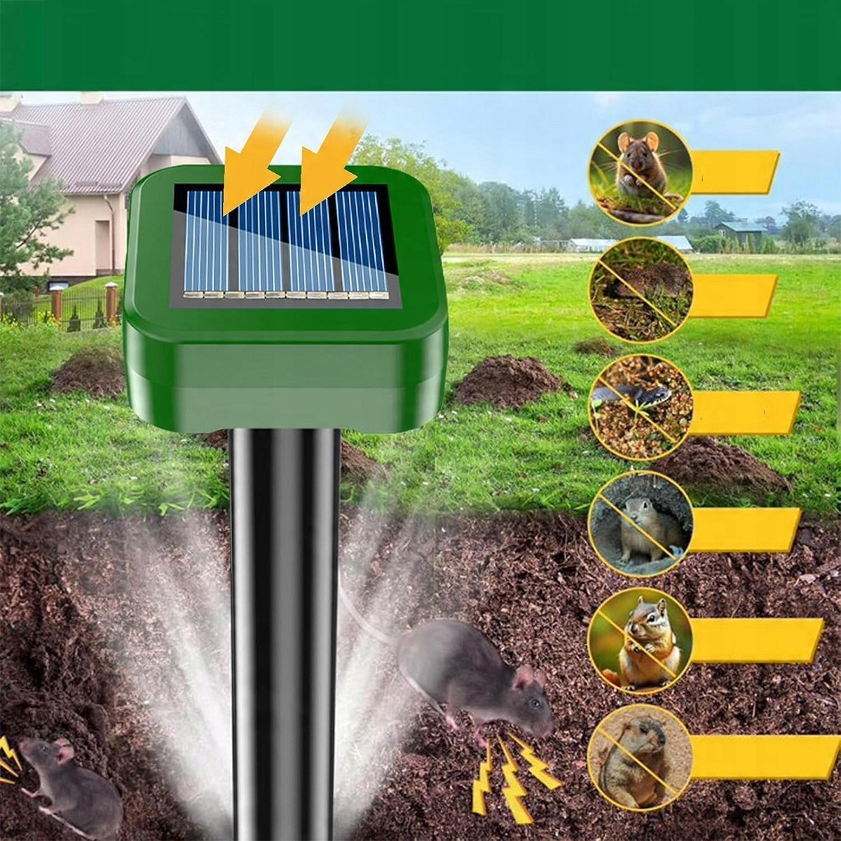 4x POWERFUL MOLE REPELLENT VOLES RODENTS MOUSE RATS STRONG SOLAR Product weight with unit packaging 0.315 kg