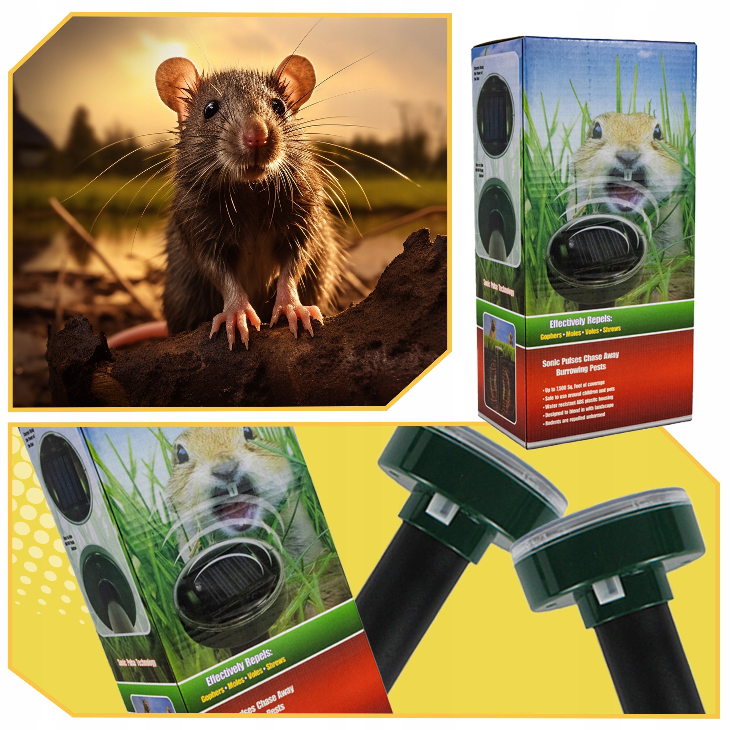 4x POWERFUL SOLAR MOLE REPELLENT FOR MOLES RODENT MICE XXL 4PCS Manufacturer code ODSTRASZACZ KRETÓW 4 sztuki PRO NAJSILNIEJSZY