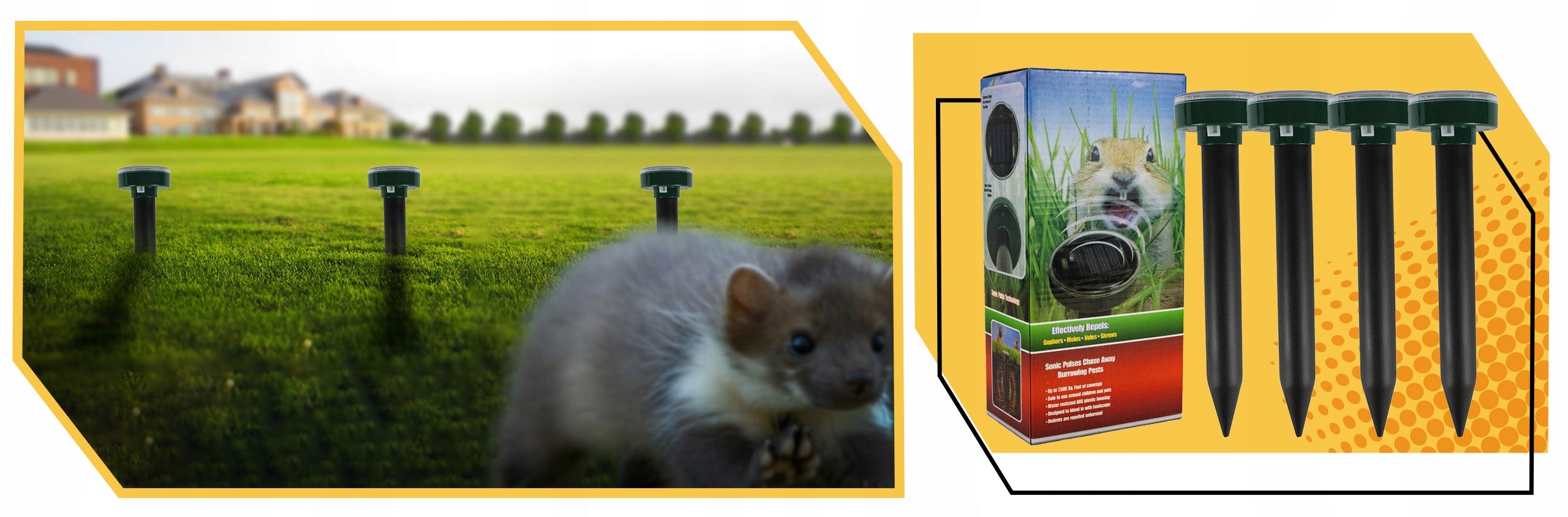 4x POWERFUL SOLAR MOLE REPELLENT FOR MOLES RODENT MICE XXL 4PCS Use Against moles martens mice wild animals