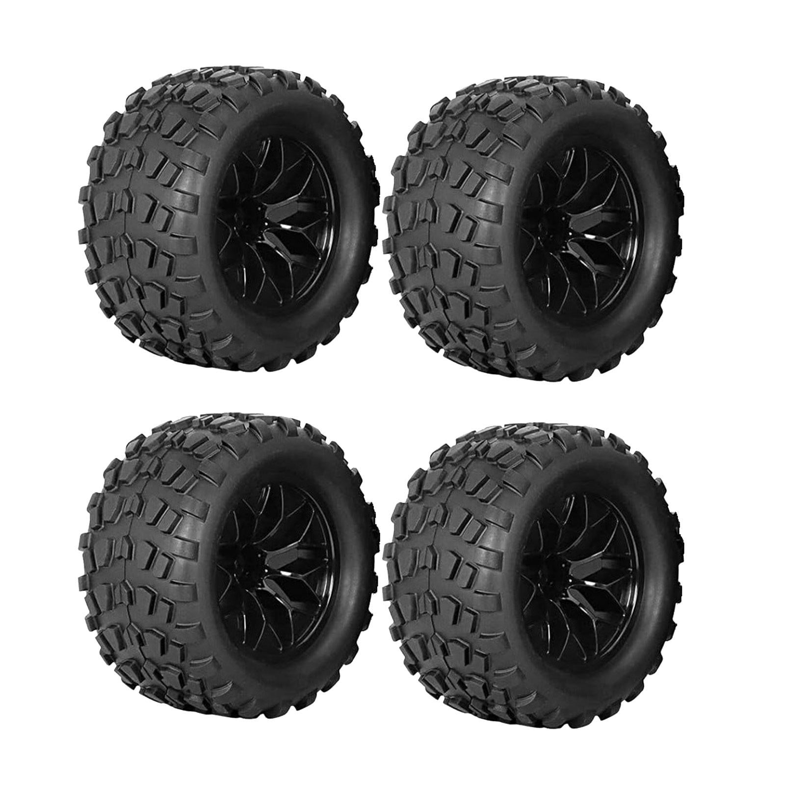 4x RC Wheels and Tires Dia 12.8cm 12mm Hex 1/10 Tires with Wheel Rim Wheel Kind parts