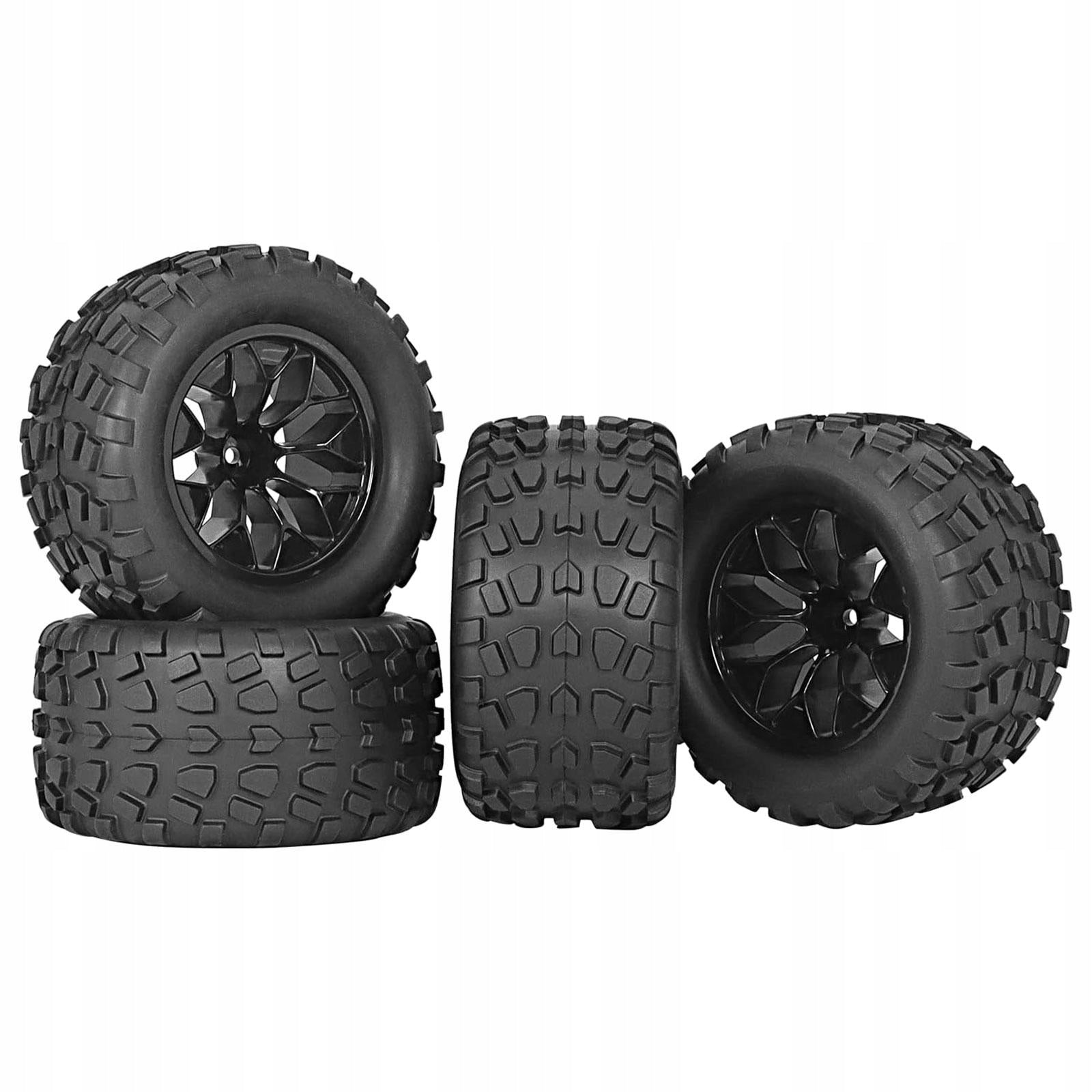 4x RC Wheels and Tires Dia 12.8cm 12mm Hex 1/10 Tires with Wheel Rim Wheel