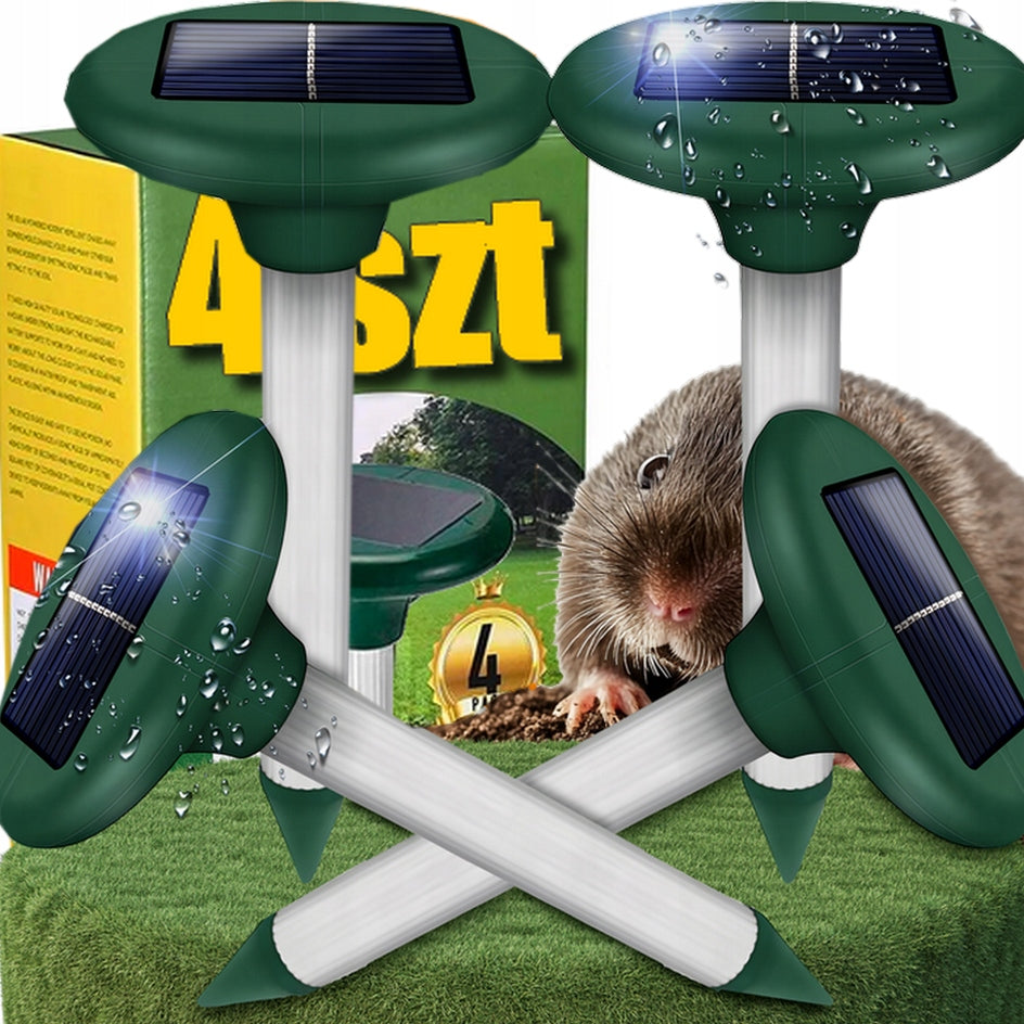 4x STRONG DETERRENT FOR MOLES VOLES MICE RODENTS SOLAR MARTENS UP TO 3400m²