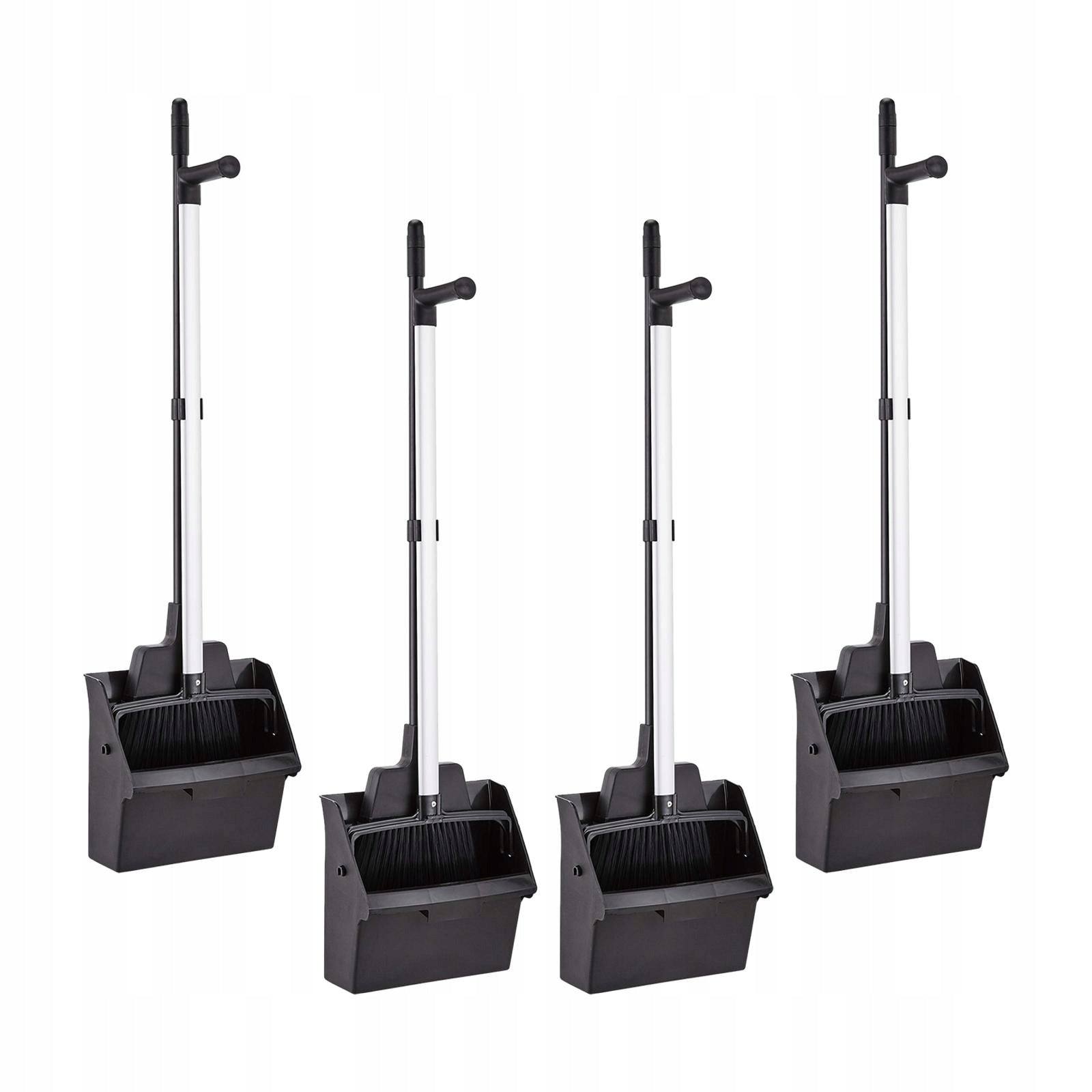 4x Standing Dustpan and Broom Practical Household Floor Cleaning Set Long Brand no brand