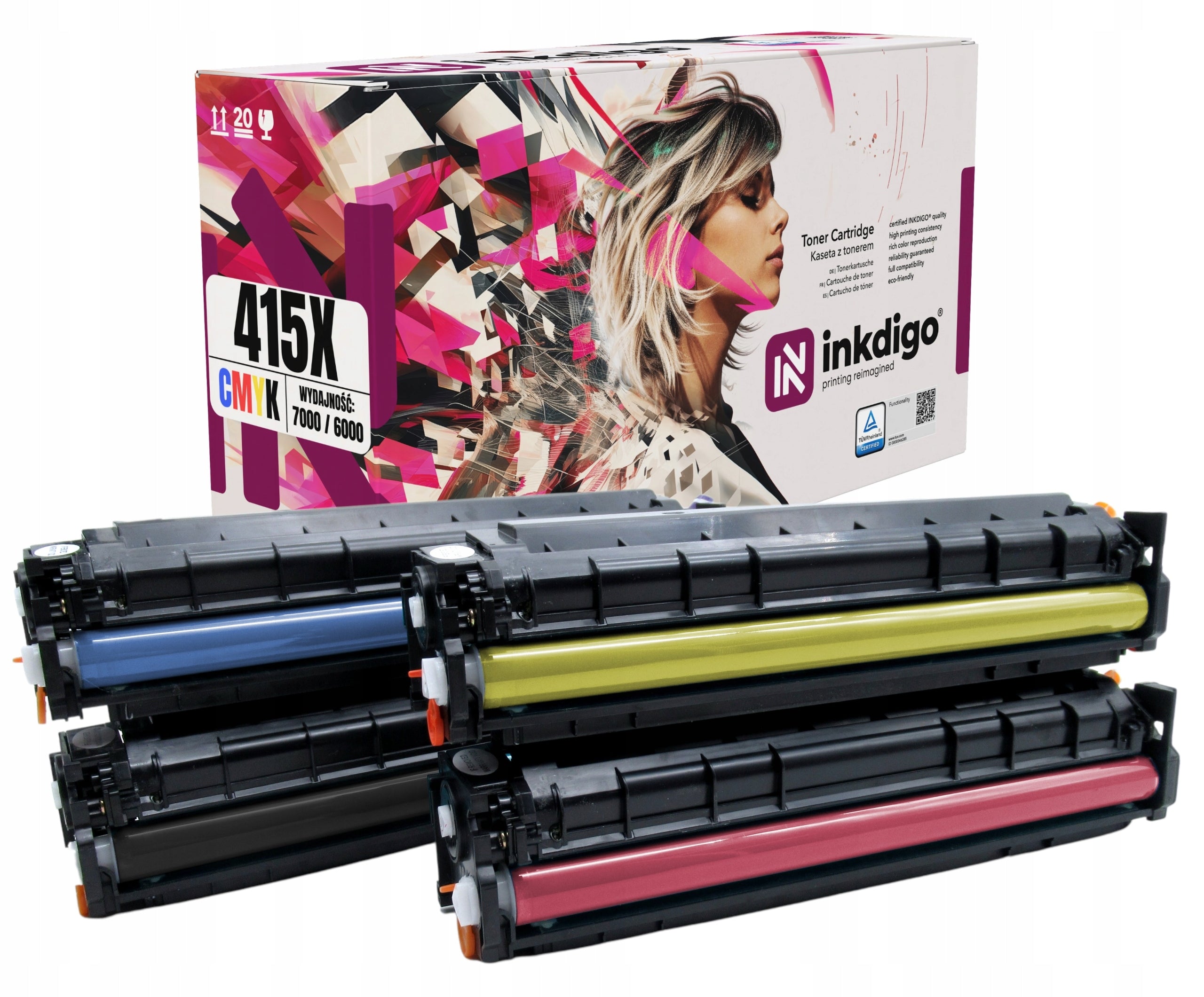 4x TONER INKDIGO - HP 415X - W2030X - CMYK SET