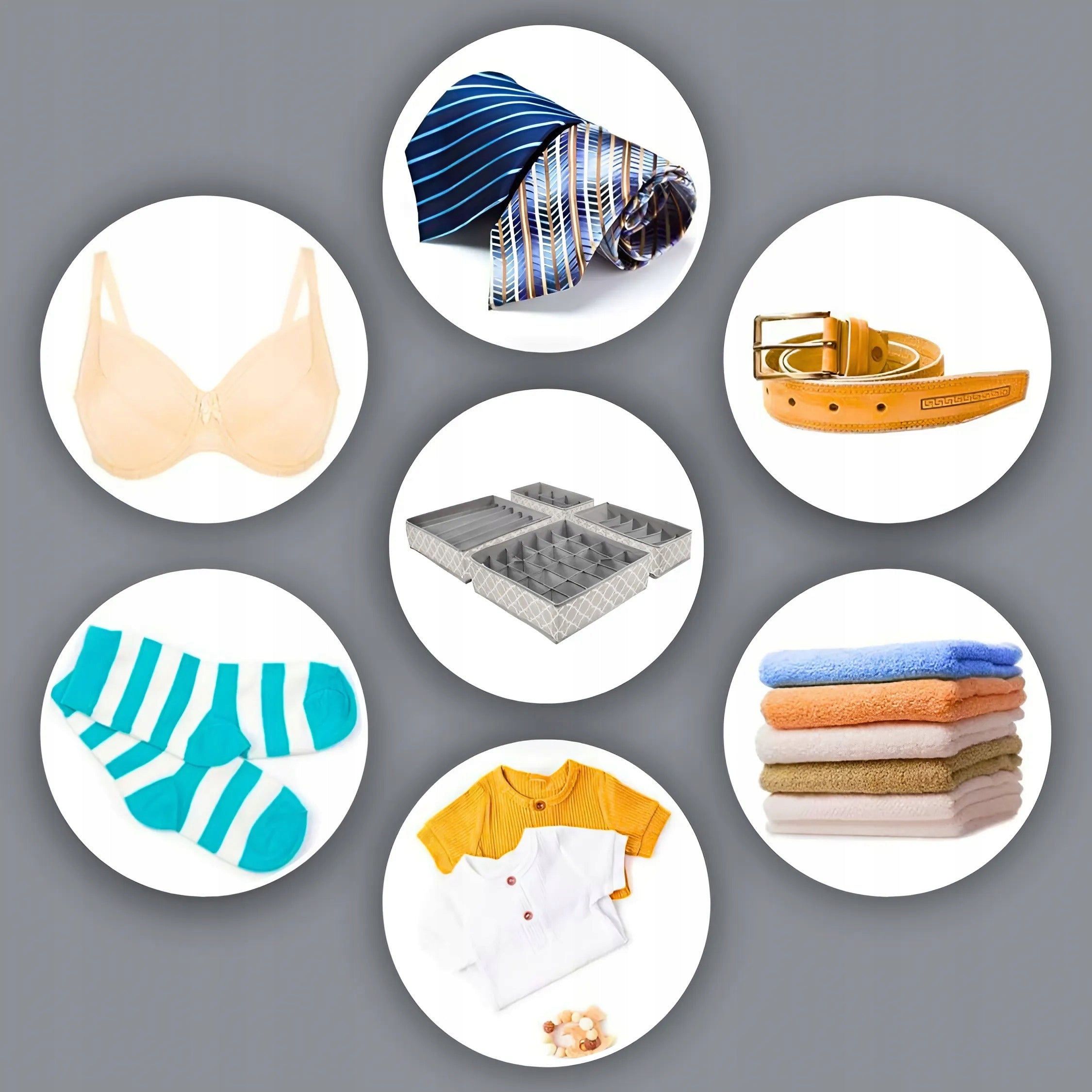 4x UNDERWEAR ORGANIZER SOCKS CLOTHES FOR DRAWER WARDROBE SET GREY Kind drawer organizer