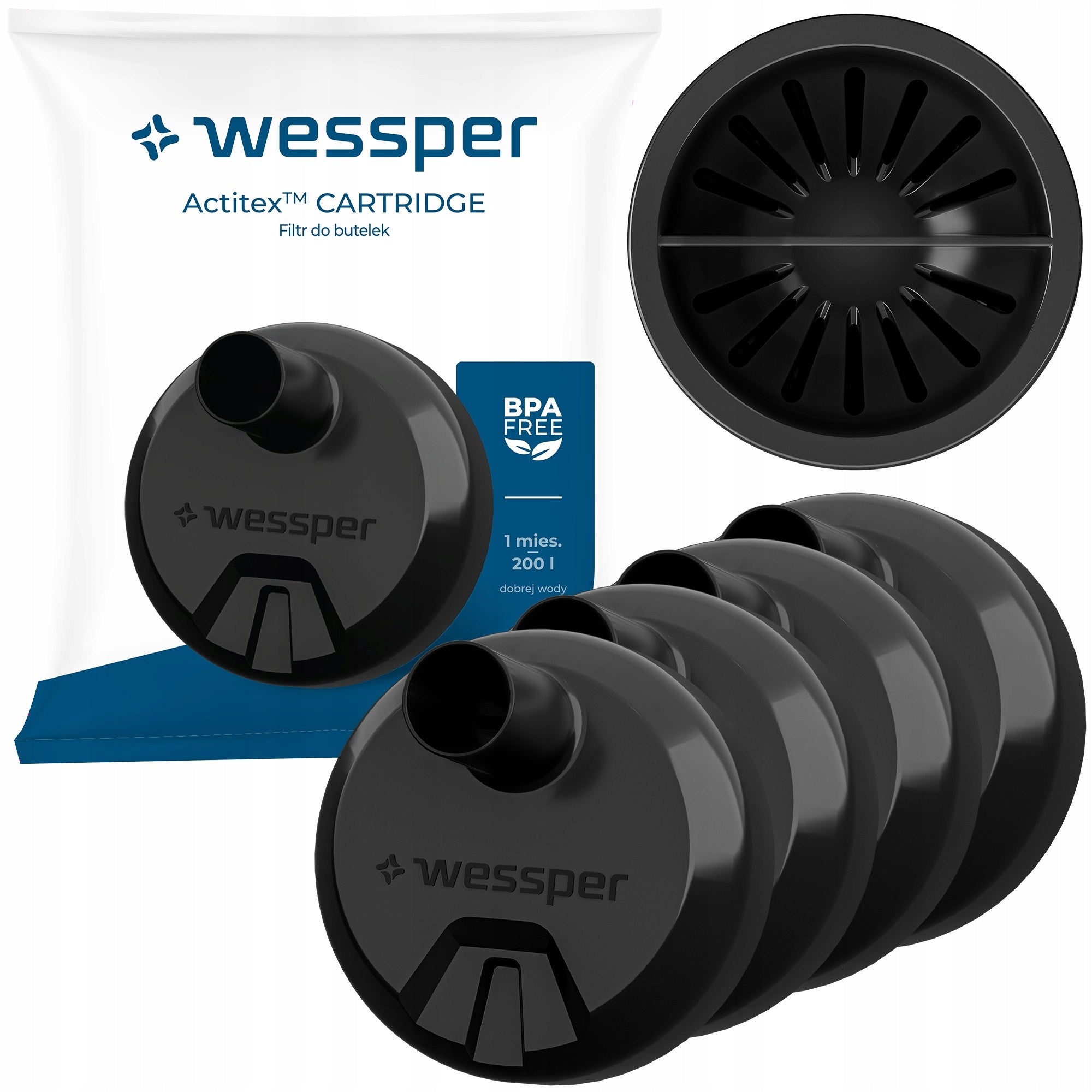 4x Wessper Actitex cartridge for Aquaphor City filter bottle - replacement