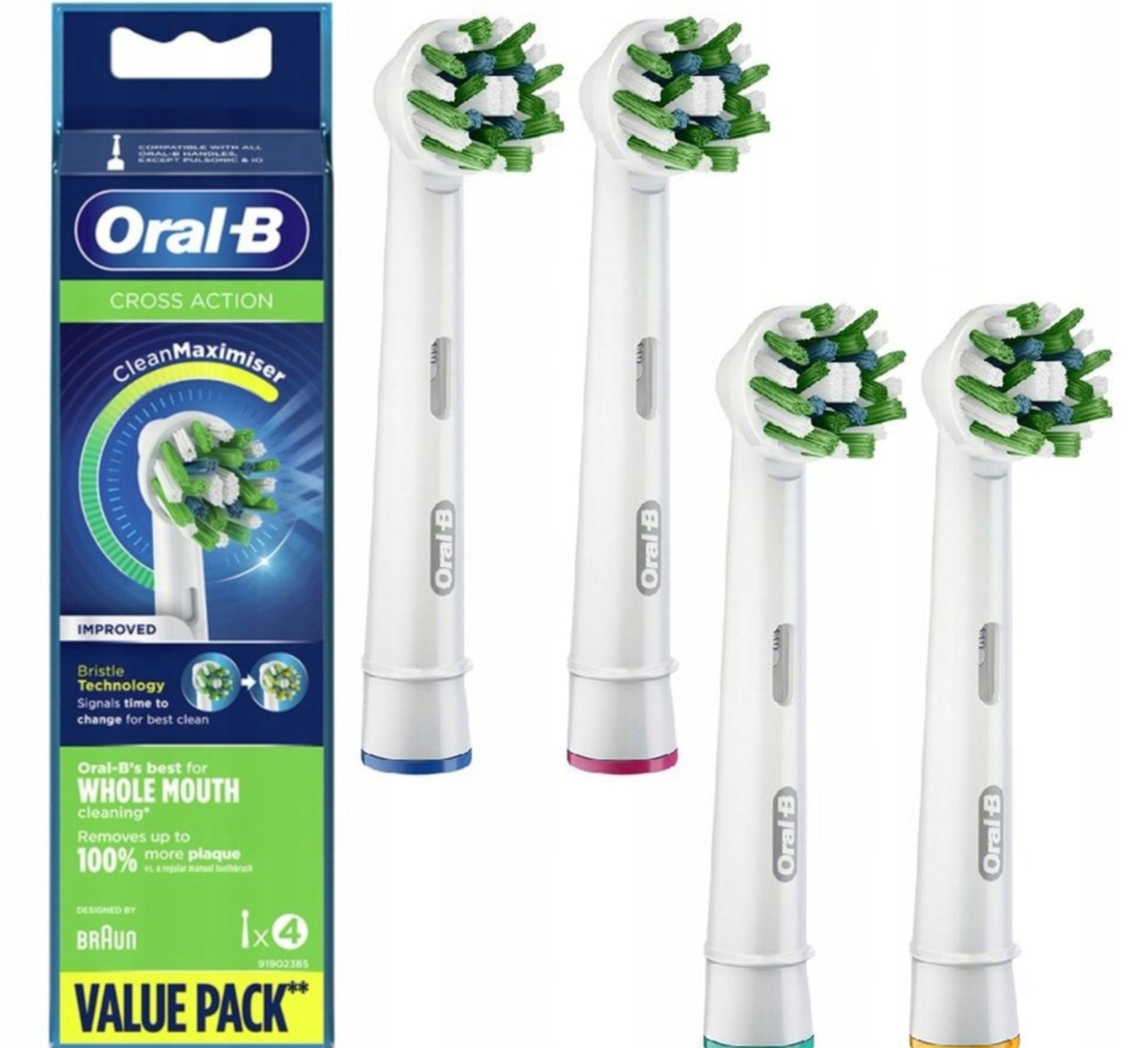 4xElectric Toothbrush Tips Oral-B Braun EB50 Cross Action White Packaging status original