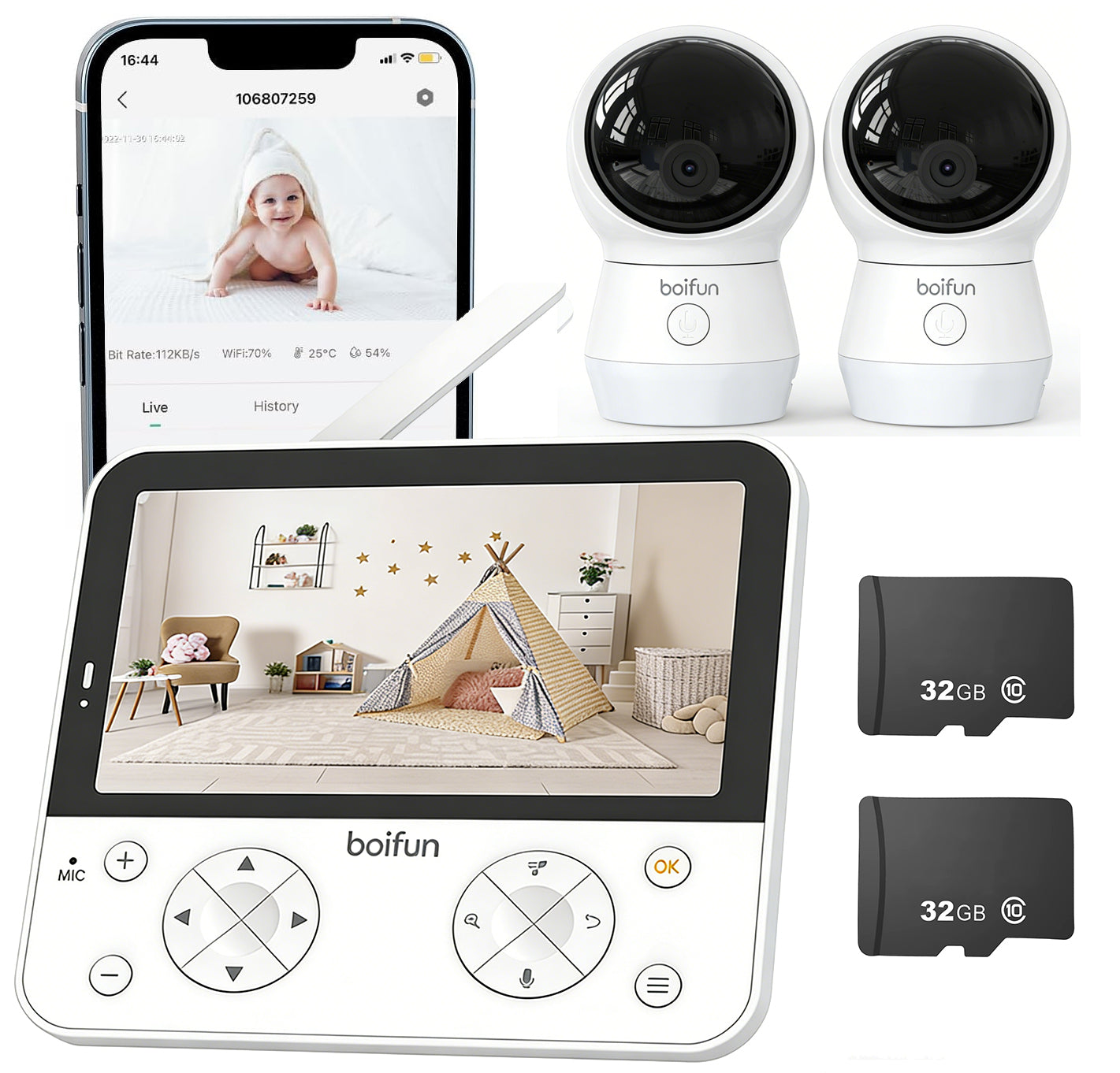 5.5" BABY MONITOR 4MP 2 WIFI CAMERA 4000mAh 2.4G&5G 4X ZOOM