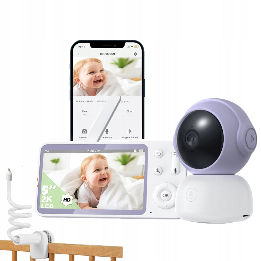 5" Baby Monitor with Camera and Audio Function, Smartphone App
