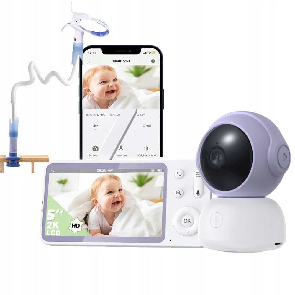 5" Baby Monitor with WiFi Camera, Rotation, Tilt and Zoom Function