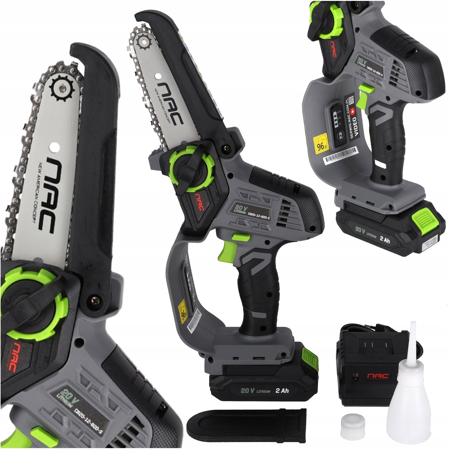5" CORDLESS CHAINSAW WITH BATTERY AND CHARGER NAC 20V