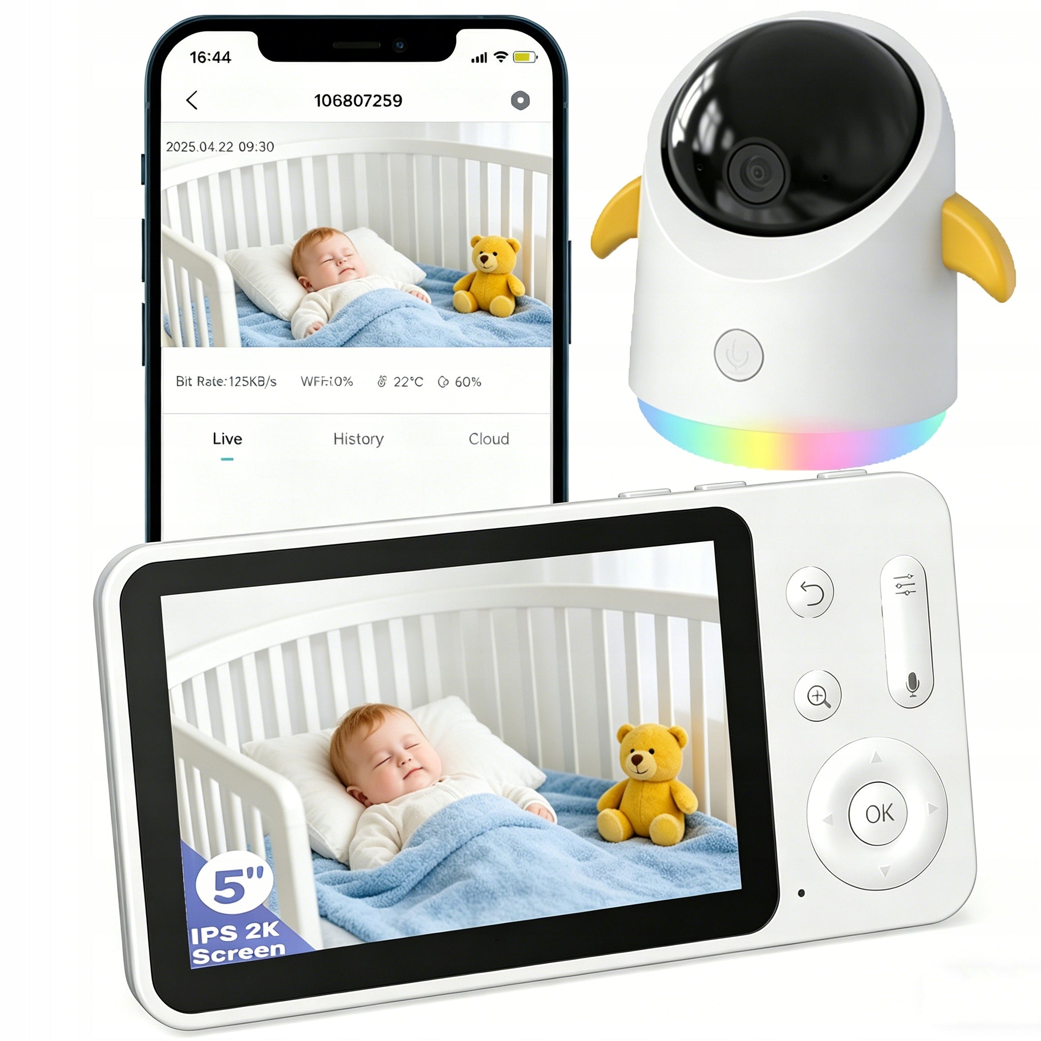 5" NANNY HOME WIFI CAMERA ROTATING SWIVEL-TILT-ZOOM 360° PTZ 4XZOOM