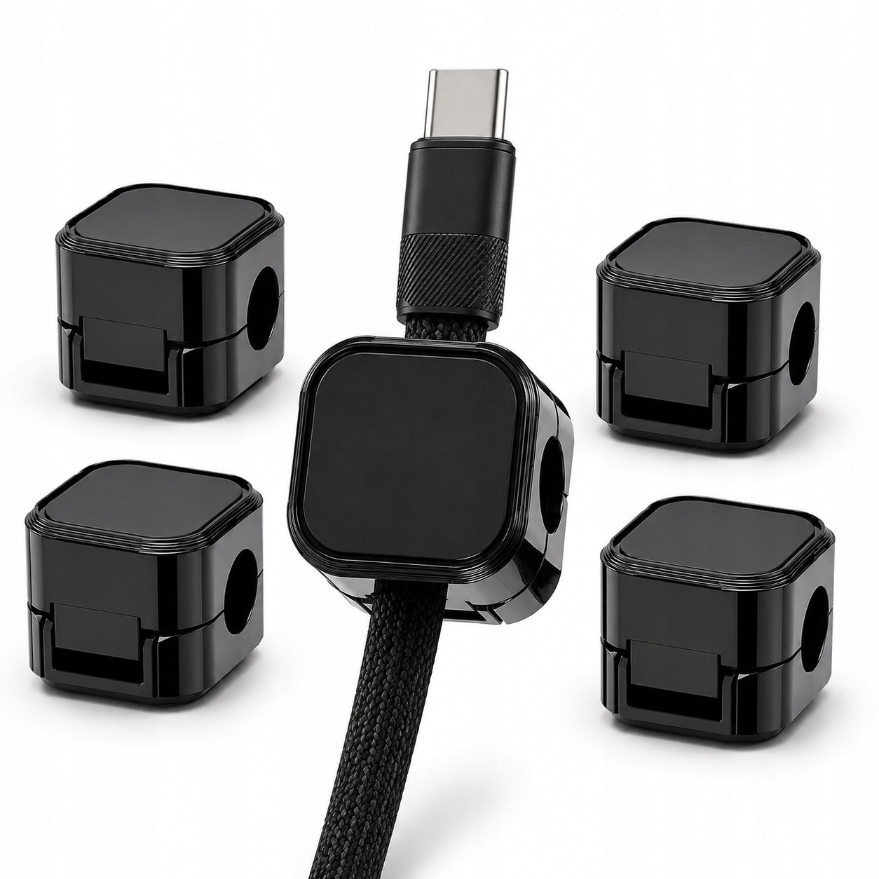 5-PAK Cable Organizer Wires Holder Self Adhesive Magnet Black Clip