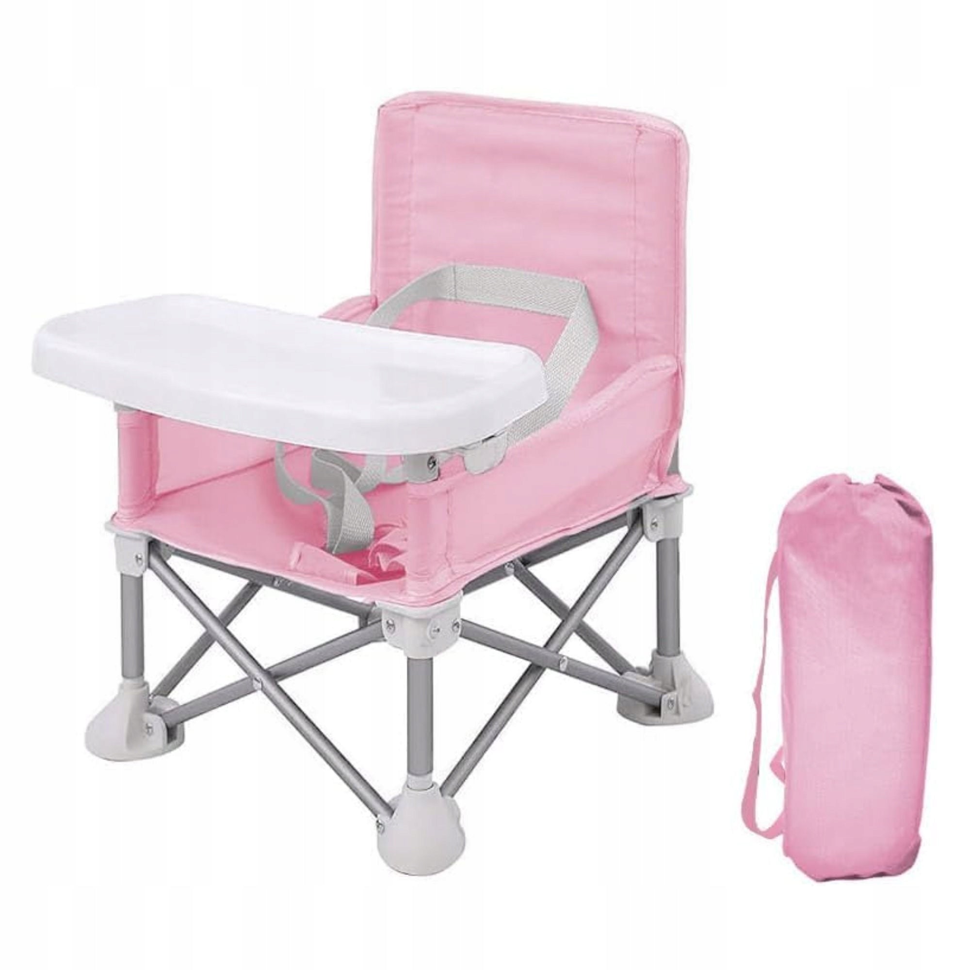 5-POINT FOLDING HIGH CHAIR, COMPACT AND PORTABLE, PINK