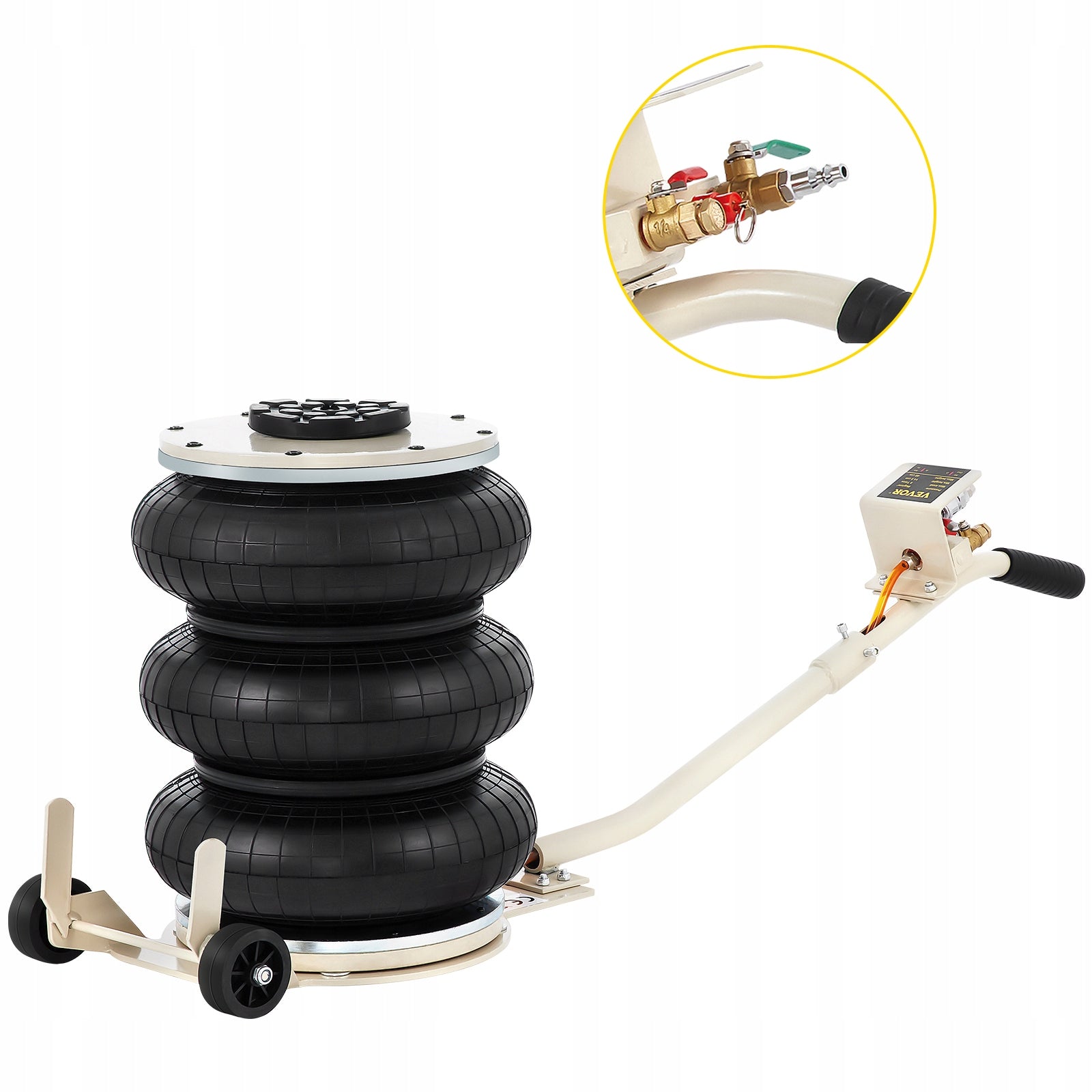 5 Ton 11023 lbs Pneumatic Jack Triple Bag 6.5-16Inch Fast Lifting Maximum lifting height 400 mm
