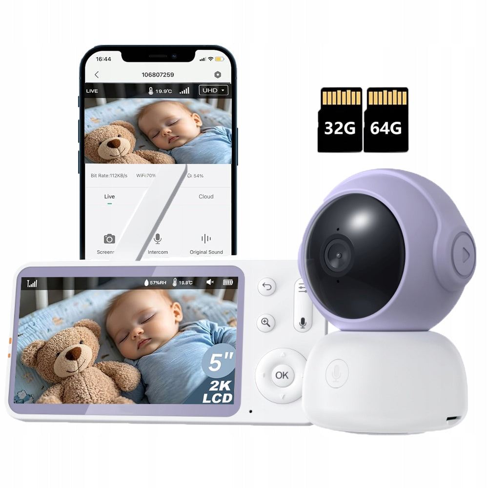 5'' WiFi Baby Monitor with Camera and Pan-Tilt-Zoom Night Vision App
