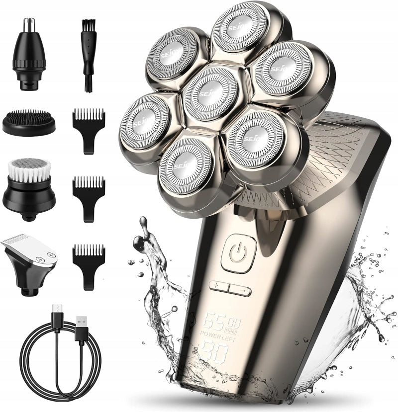 5-in-1 Electric Shaver, Wet/Dry Multifunctional, 7D, LED