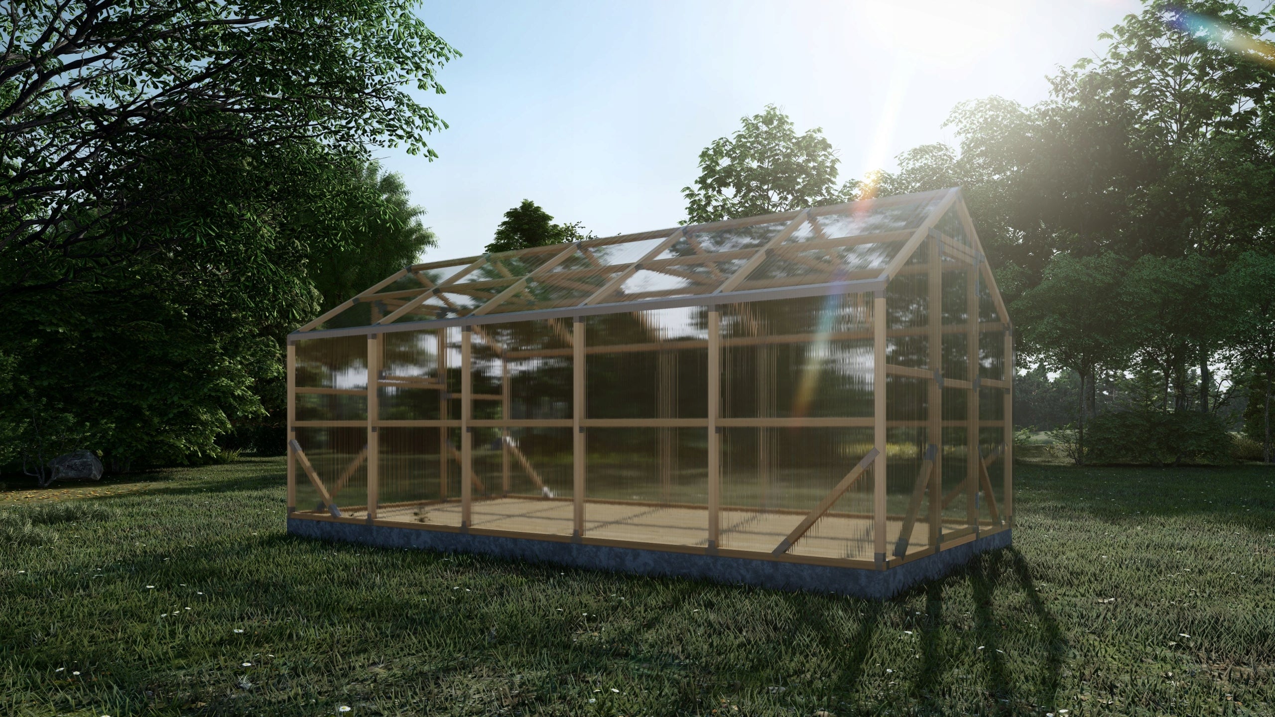 5 x 2,6m Ecological Wooden Impregnated Greenhouse Packaging status original