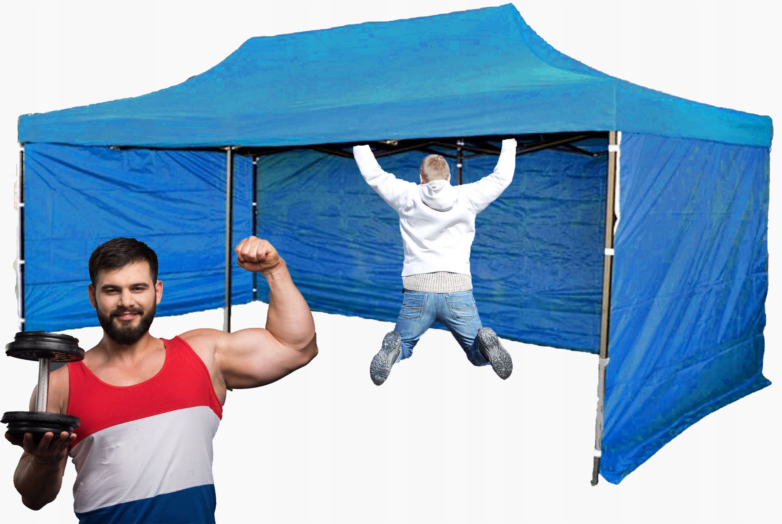 50 KG 3x6 PREMIUM POWER GARDEN TENT TRADE PAVILION EXPRESS UNFOLDED Number of side walls 3 walls