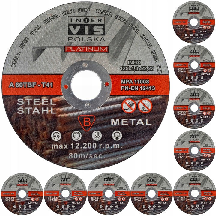 50 x DISCS CUTTING DISC FOR METAL STEEL INOX 125 MM x1,0 MM INOX PLATNIUM