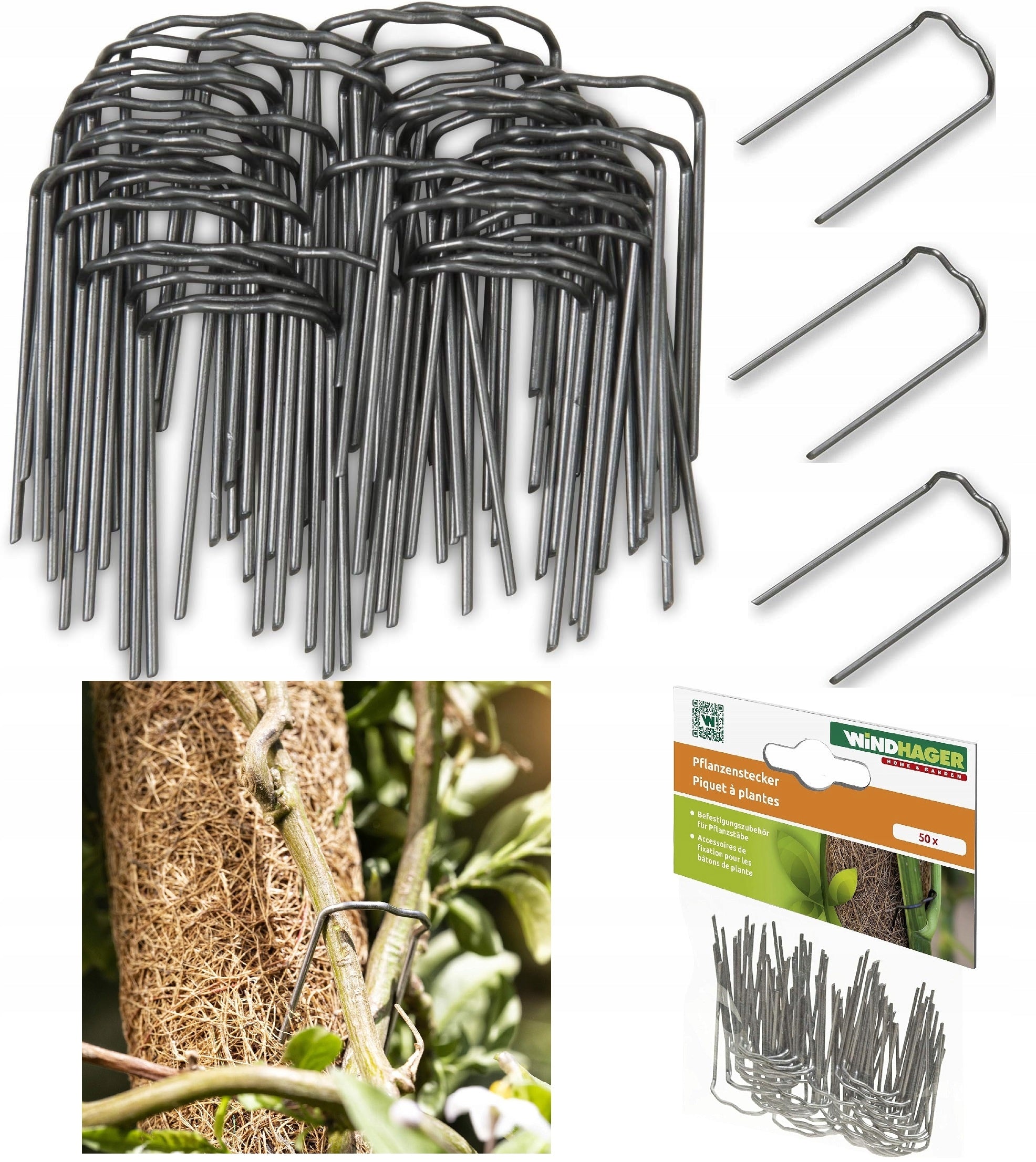 50X HOOKS CLIPS FOR FIXING PLANTS FLOWERS ROOTS ON TREE TRUNKS