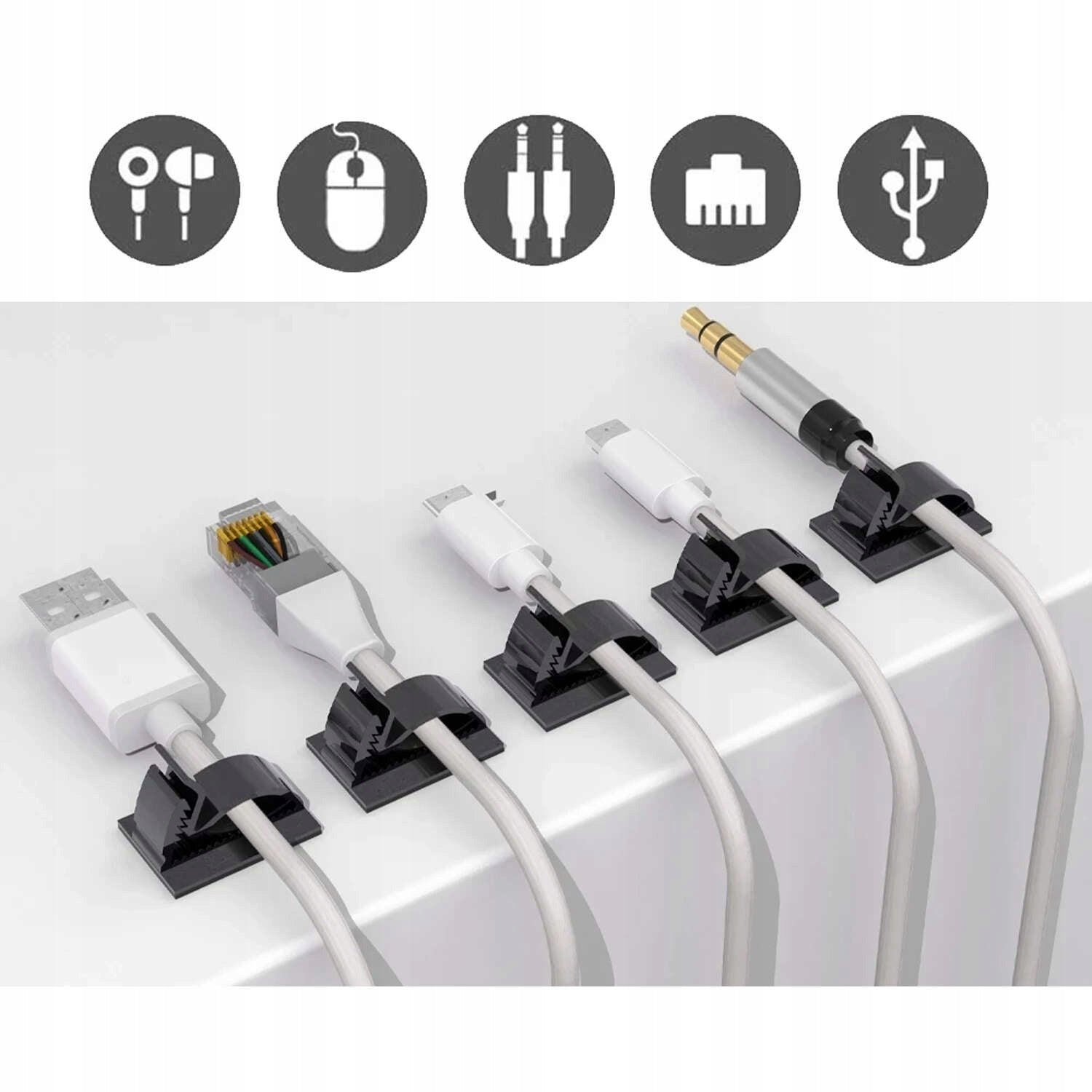50x CLIPS self-adhesive cable holder ORGANIZER wires 3M Alogy [50pcs Model Samoprzylepne organizery kabli x50