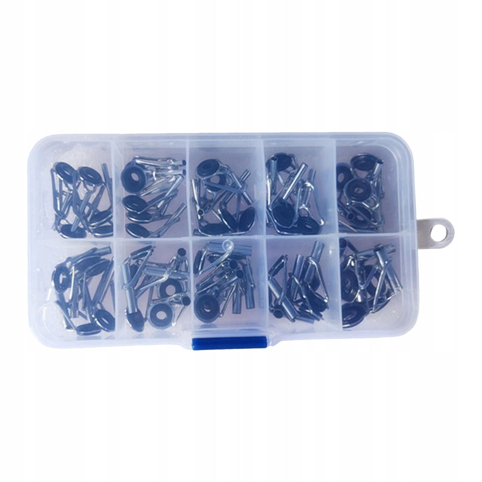 50x Fishing Rod Tips Guides Mixed Size in A Box Model Przewodnik po pierścieniach prętów Akcesoria do
