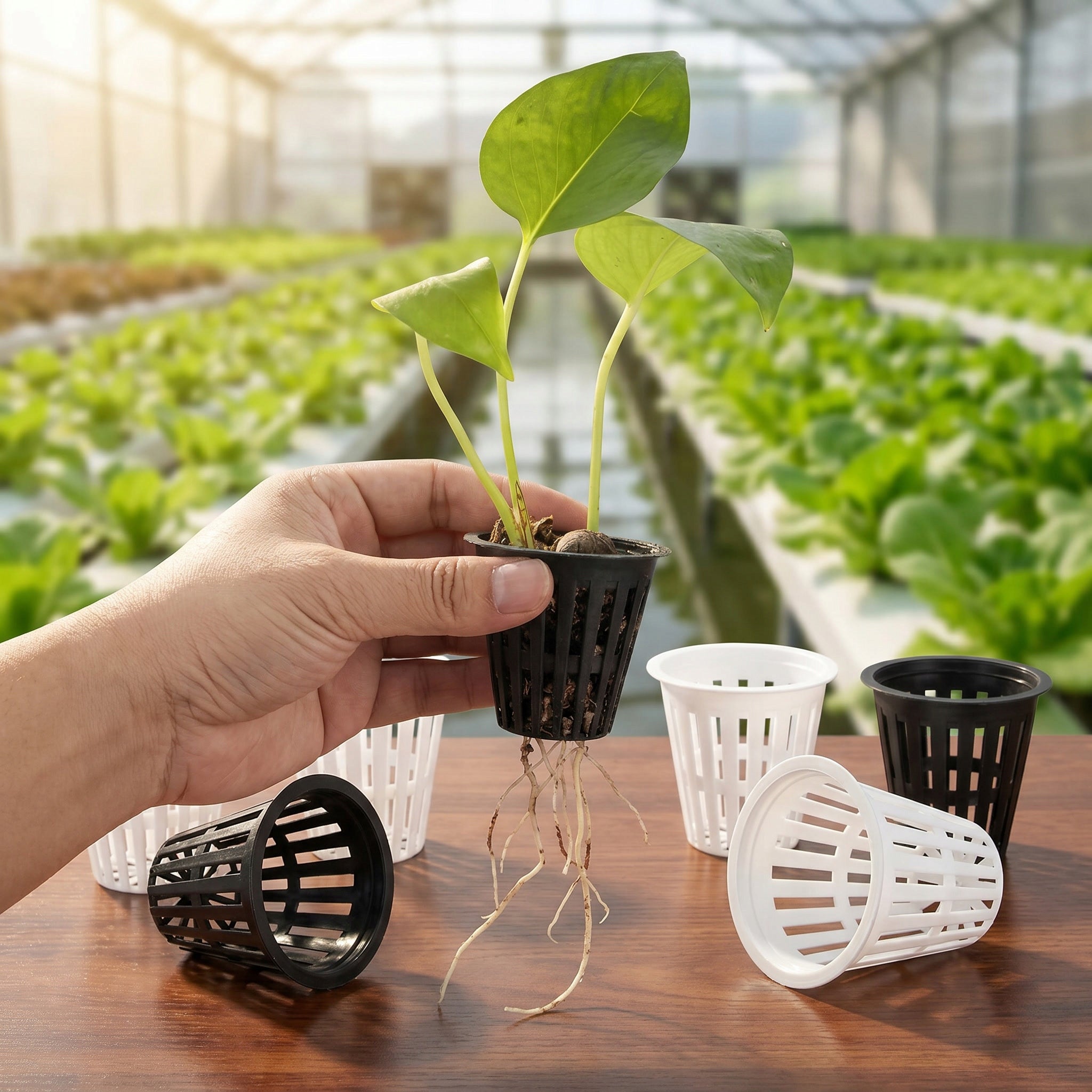 50x MESH POTS HYDROPONICS BASKETS FOR HYDROPONIC SEEDLING CULTIVATION Packaging status original