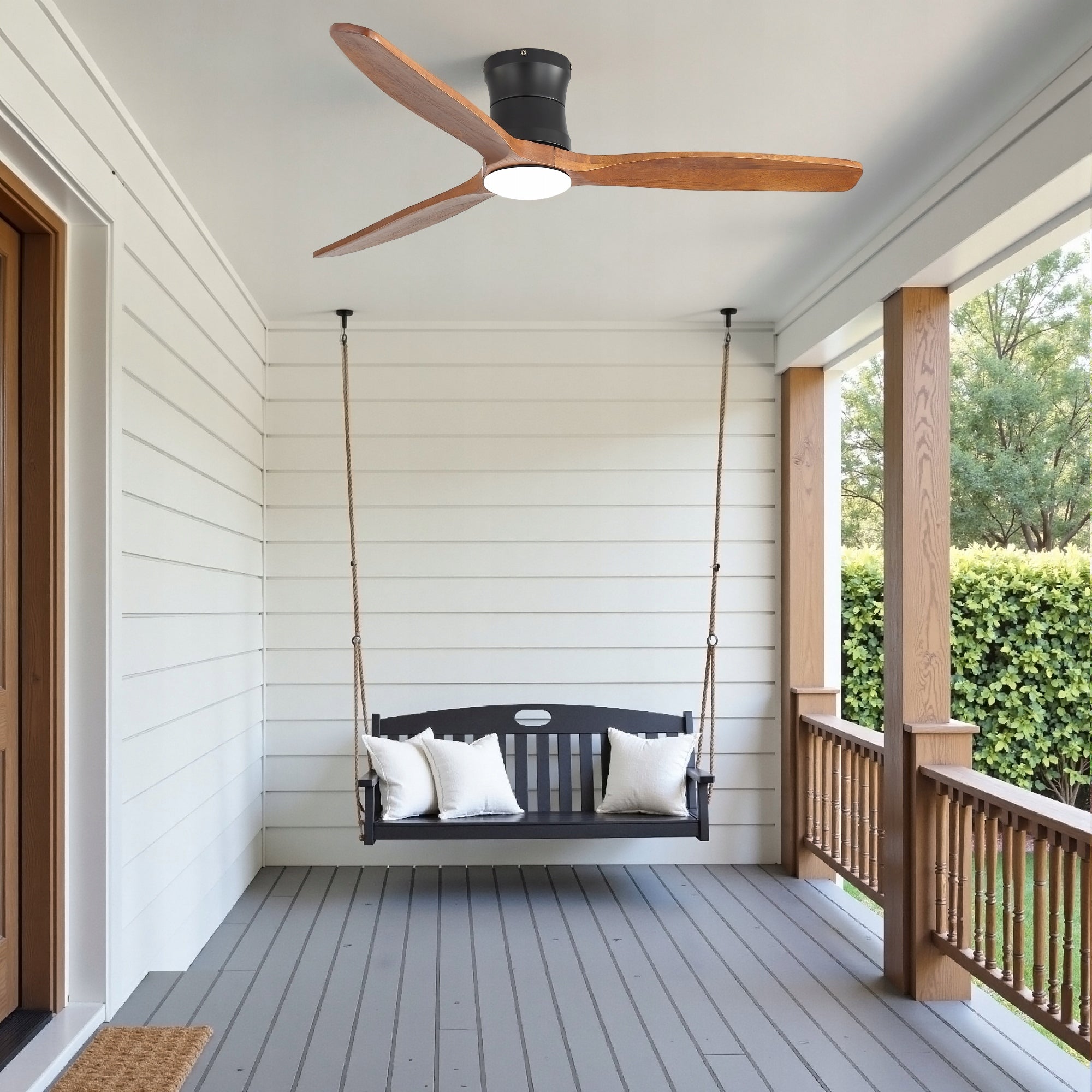 52 Inch Ceiling Fan with Lighting, 3 Solid Wood Blades Brand no brand