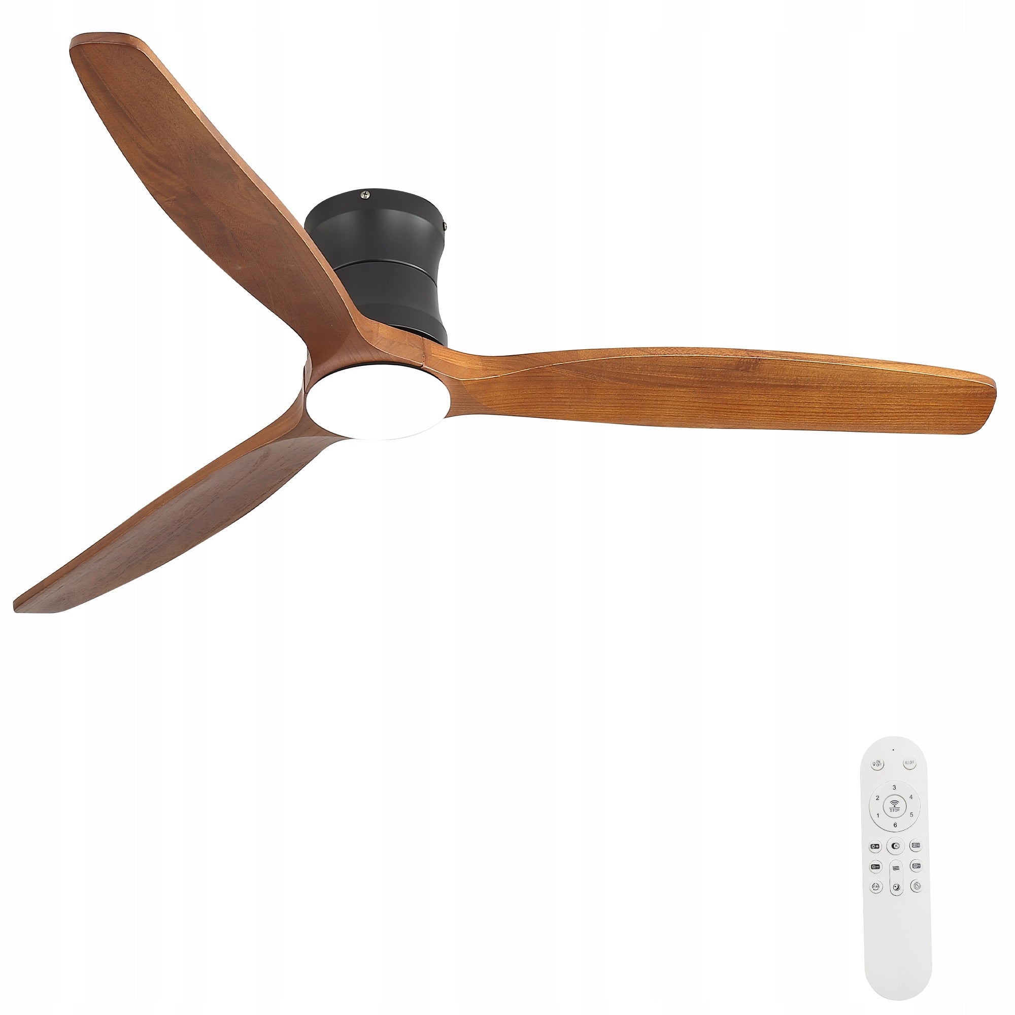 52 Inch Ceiling Fan with Lighting, 3 Solid Wood Blades