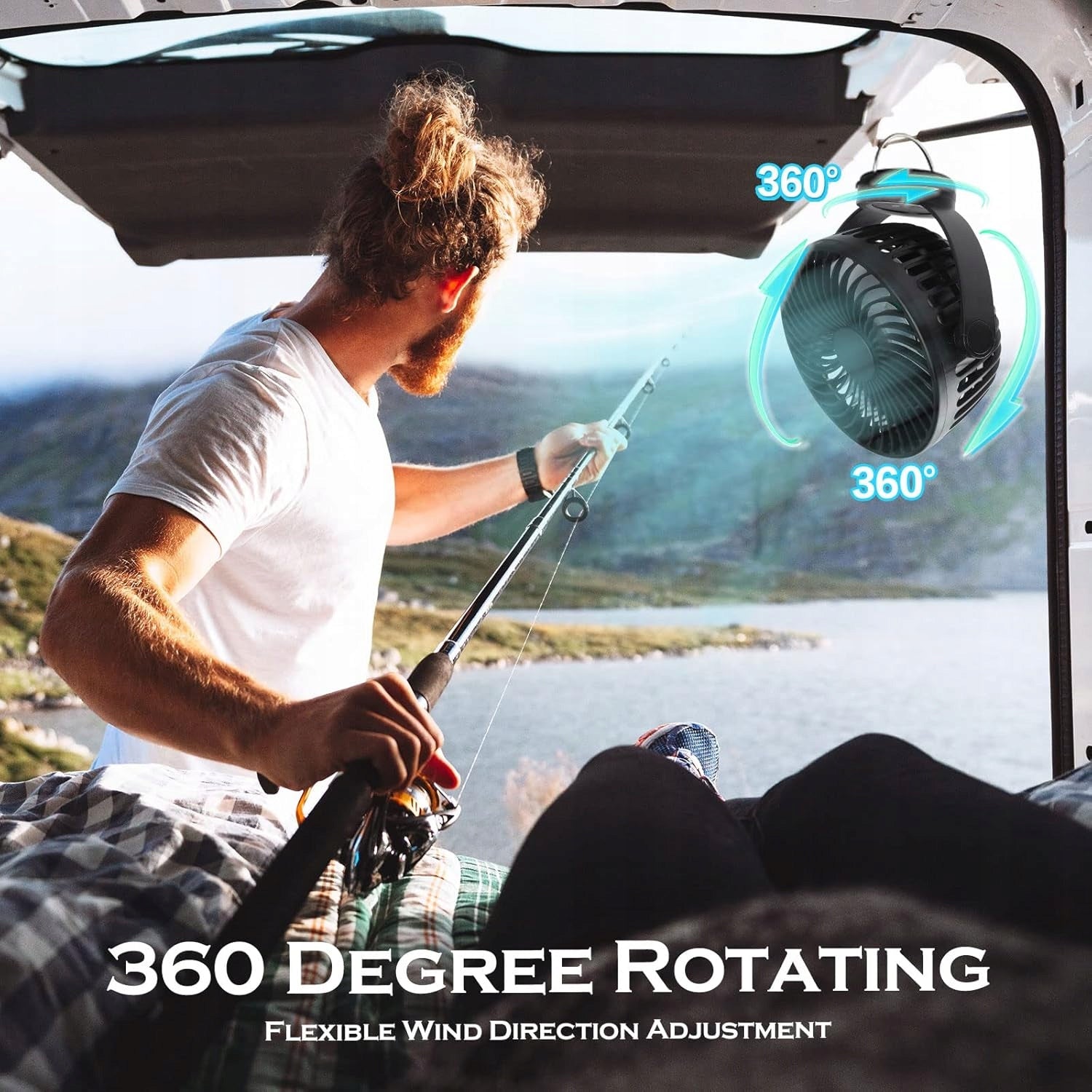 5200MAH LED 360° PORTABLE FAN FOR OFFICE TENT TROLLEY Type not specified
