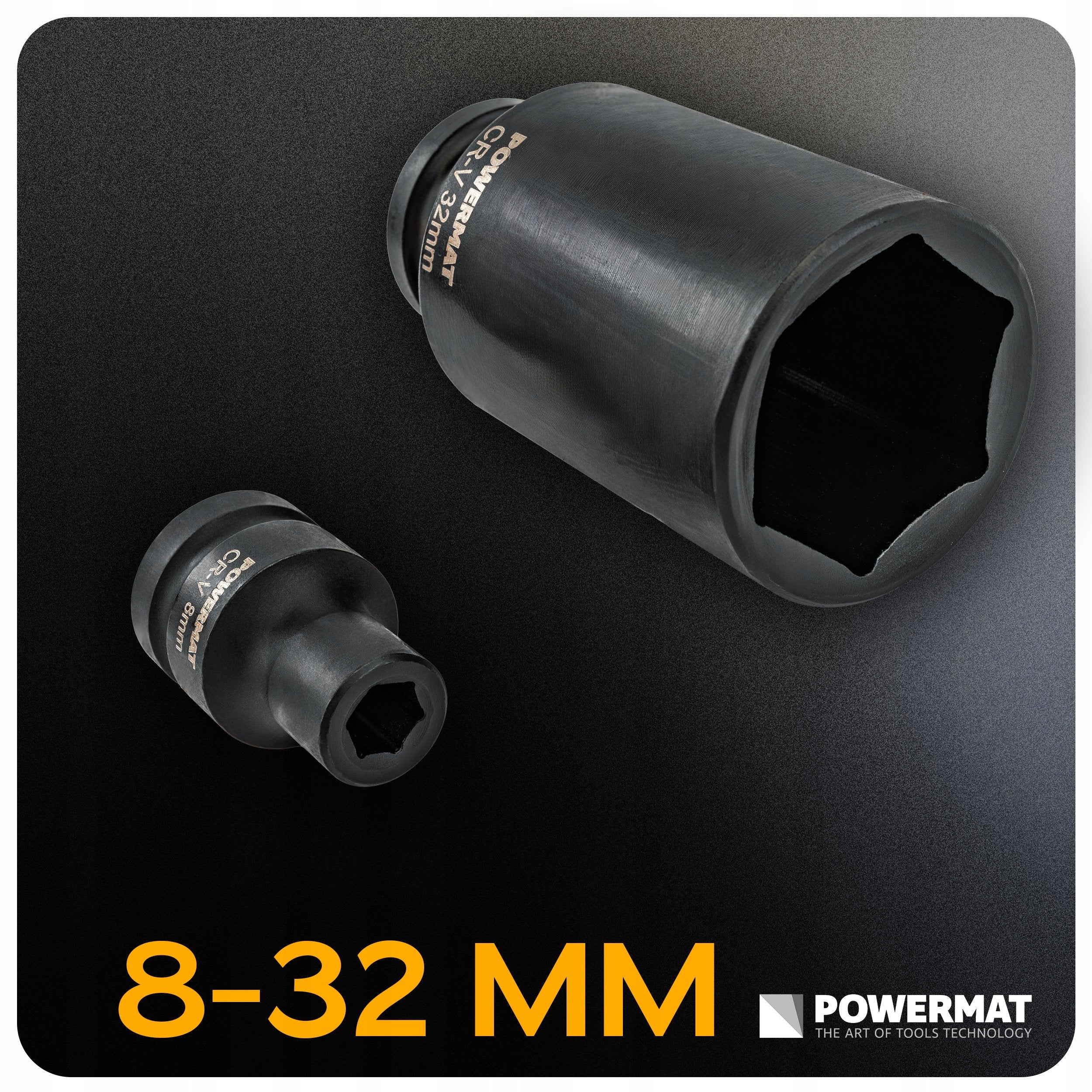 Galvutės rinkinys HEX IMPACT 1/2", CR-V, 35 vnt., 38 mm ir 78 mm, su dėklu
