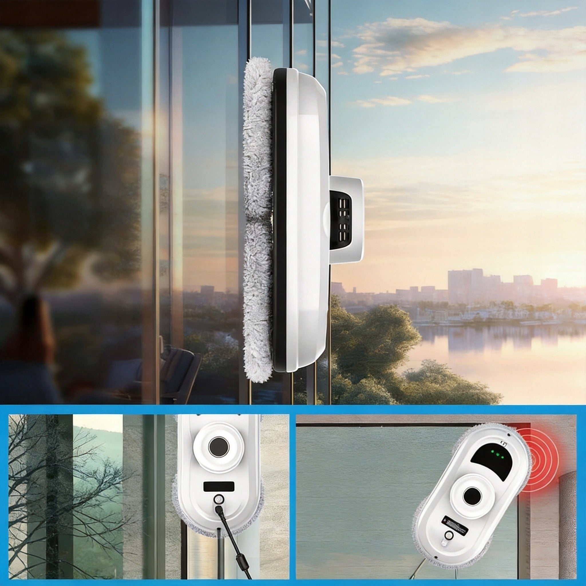 5600PA 500MAH WINDOW ROBOT WITH REMOTE CONTROL AND CABLE WHITE SET Dominant color white