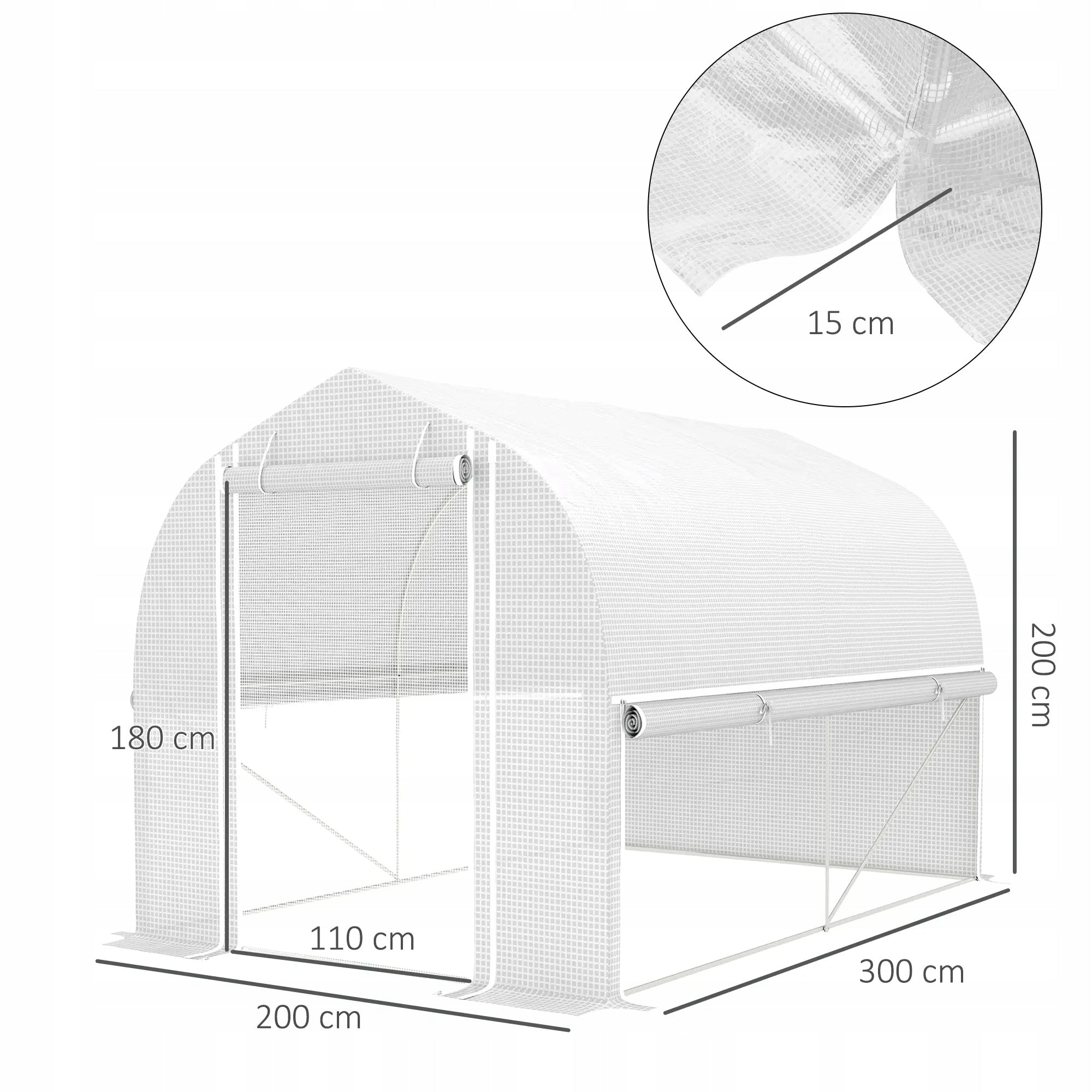 Sodo šiltnamis 3x2x2 m, su 8 langais, UV apsauga, durys