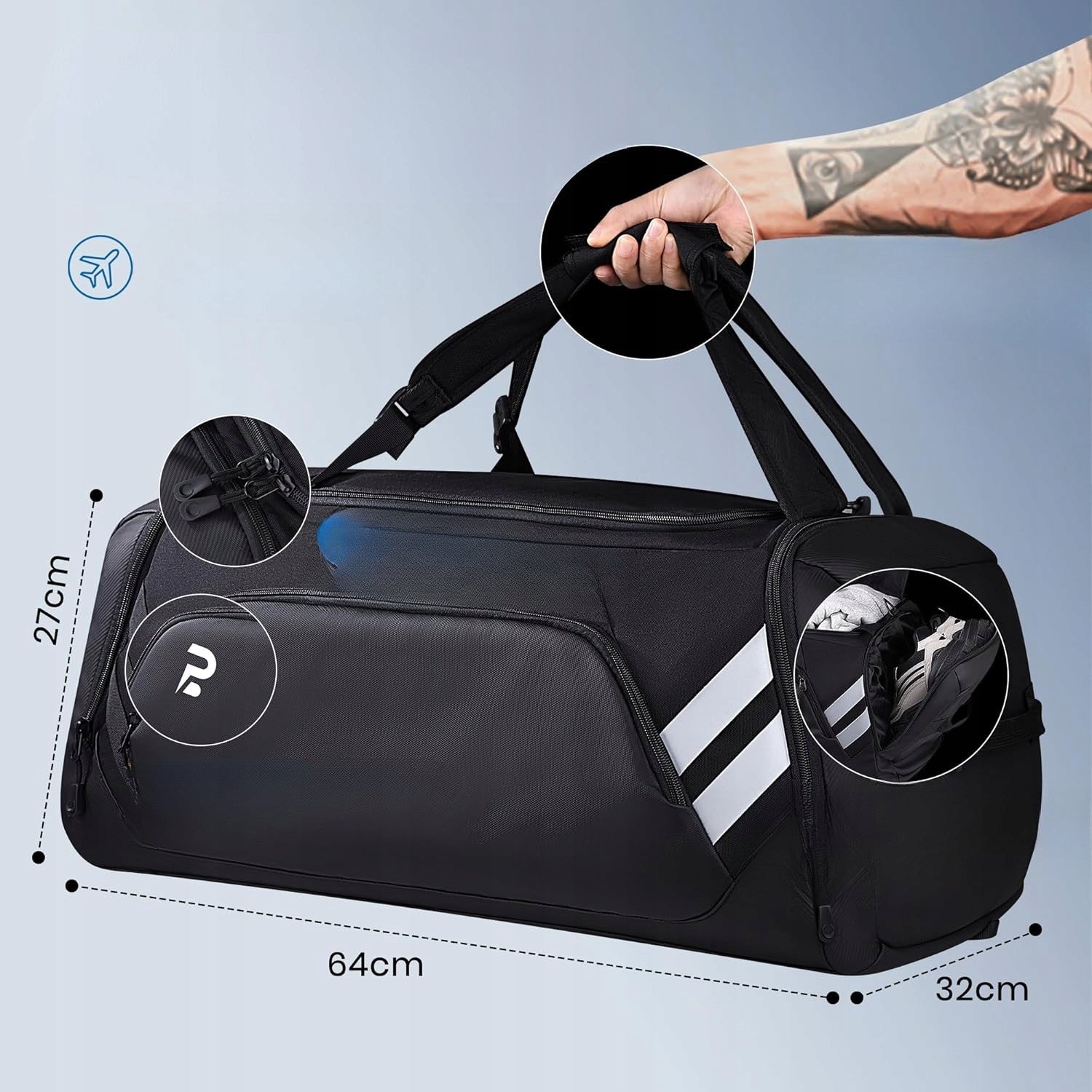 58L Sports Travel Bag For Gym Sauna Fitness Shoes Brand no brand