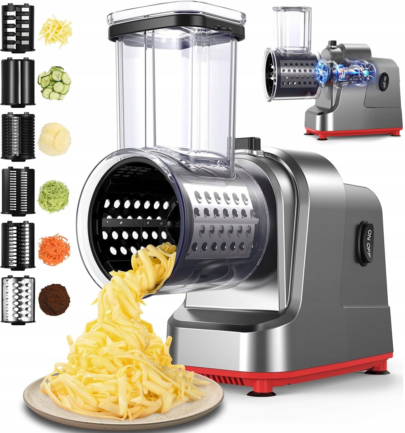 5IN1 ELECTRIC VEGETABLE GRATER 5x BLADES 500W ZOSUDULL VSQ-S6