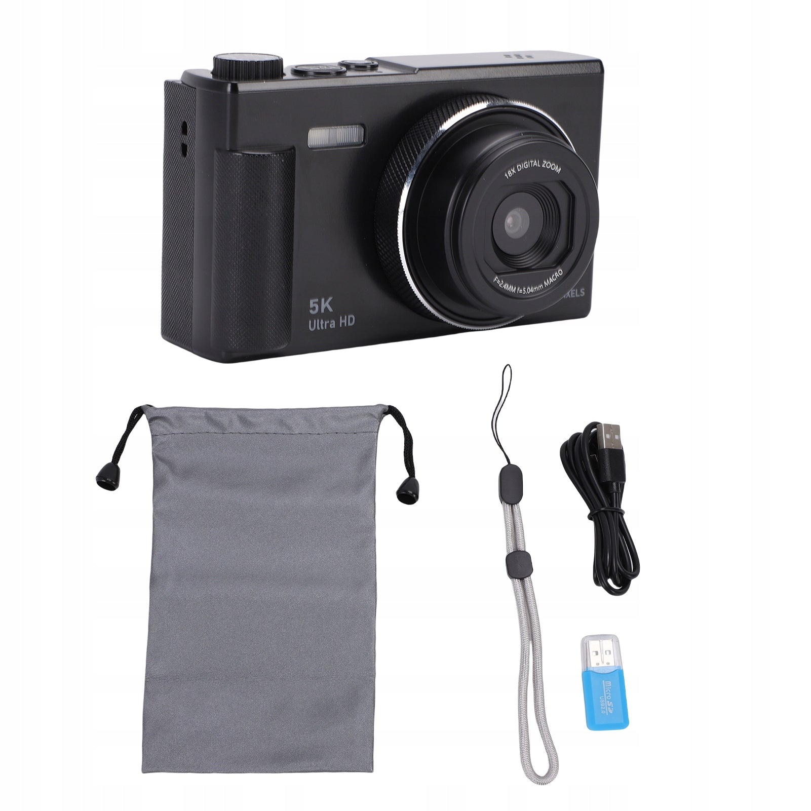 5K 75 MP digital camera with 18x zoom and autofocus for vlogs with CN