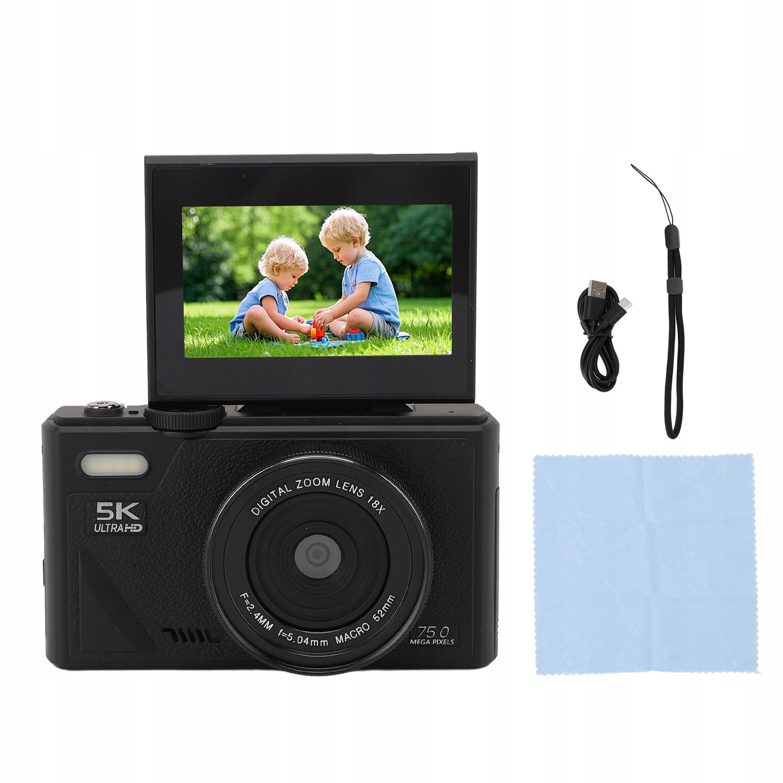 5K 75MP HD Digital Camera 18x Digital Zoom Focus Retro O3