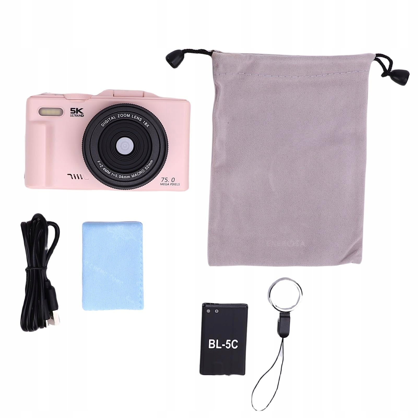 5K 75MP WiFi Digital Camera 3 Inch Screen Flap 18x Digital Zoom FE Model 6255SWLL