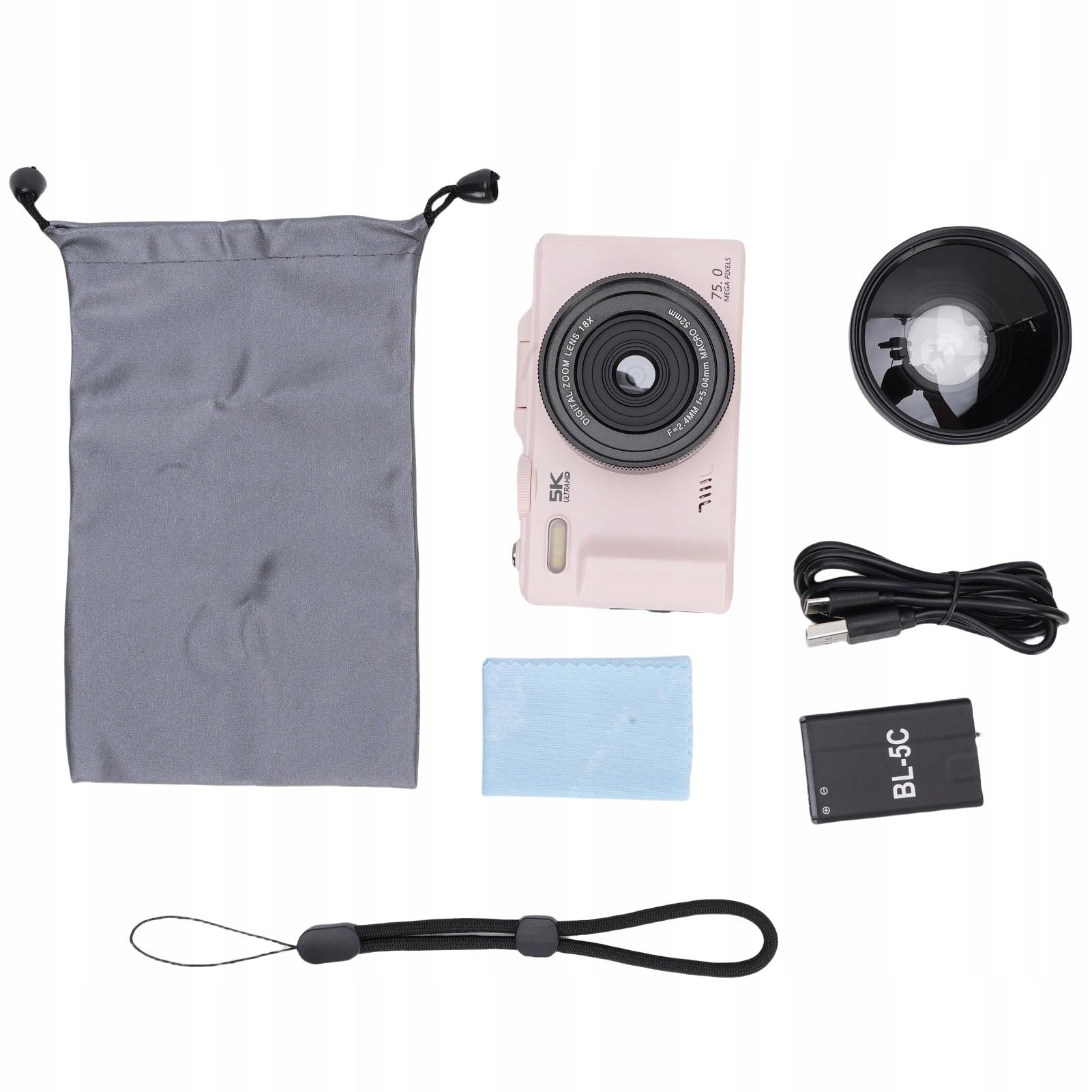 5K 75MP WiFi Vlog Camera with 18x Digital Zoom 3,0 inch XK