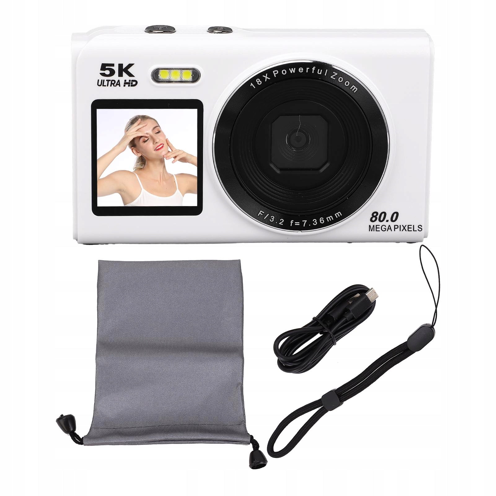 5K 80MP Digital Camera Dual Screen Autofocus 18x Zoom WiFi With QP Lamp Model 1239DLFD