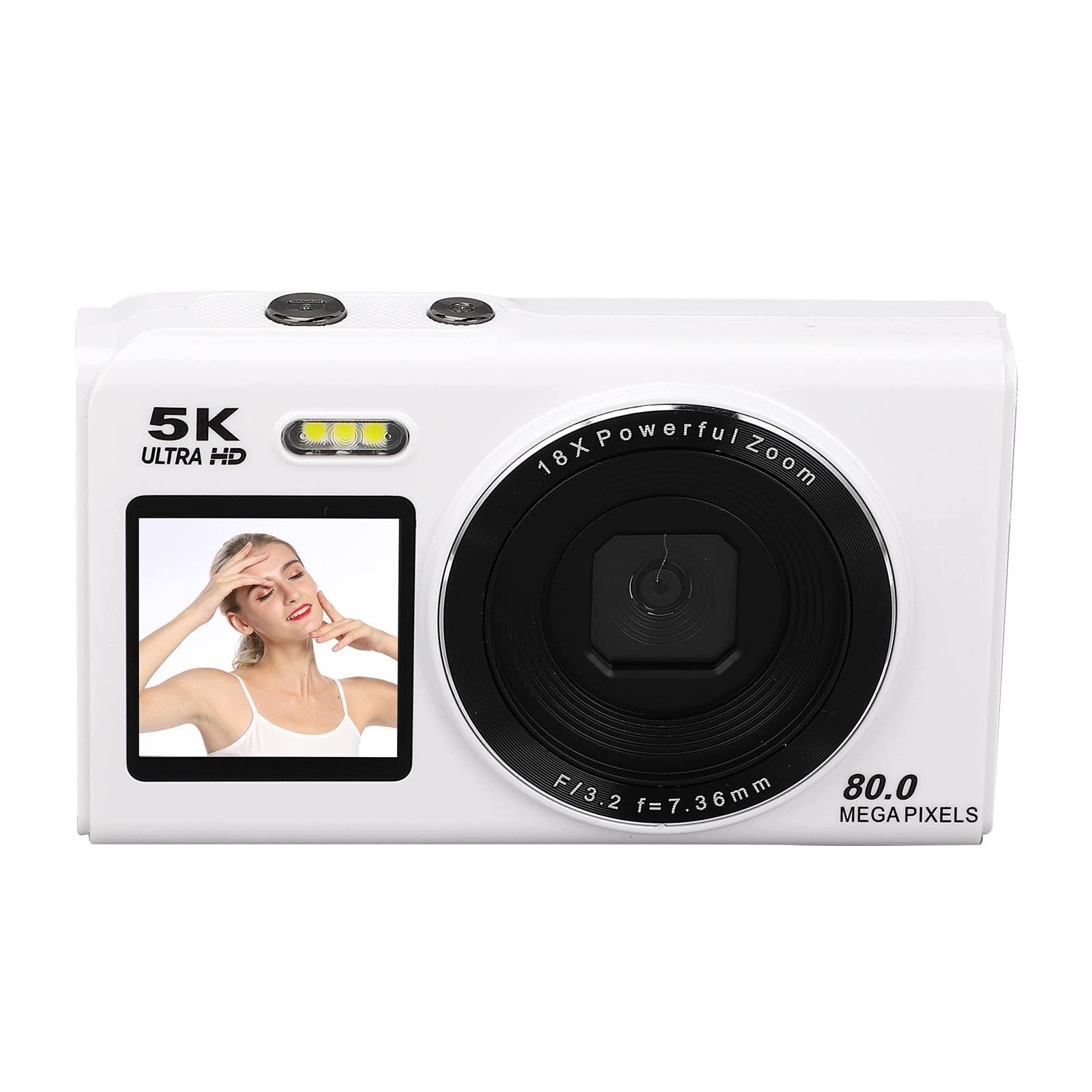 5K 80MP Digital Camera with Dual Screen and Auto Focus, 18x IU