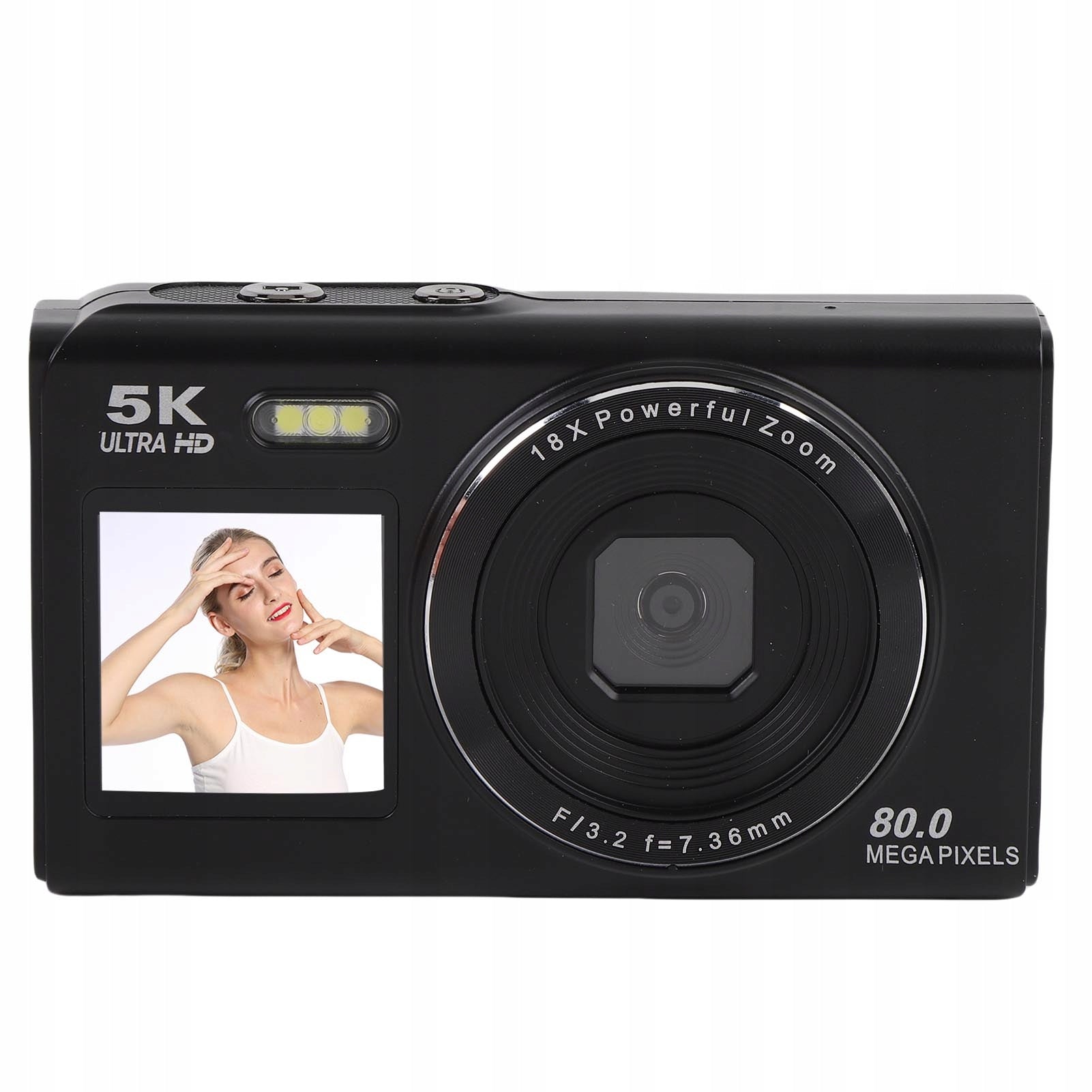 5K Digital Camera with Dual Screen 18x Zoom 80MP WiFi Vlog MF
