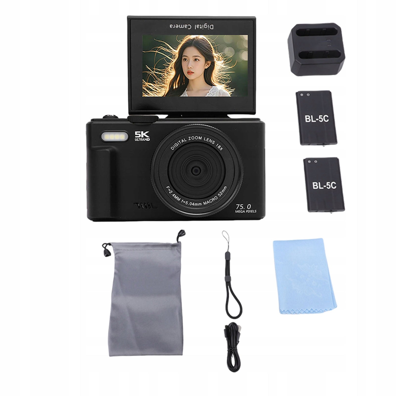 5K Digital Cameras for 75 MP HD Photography 18x Digital Zoom with MP Brand no brand