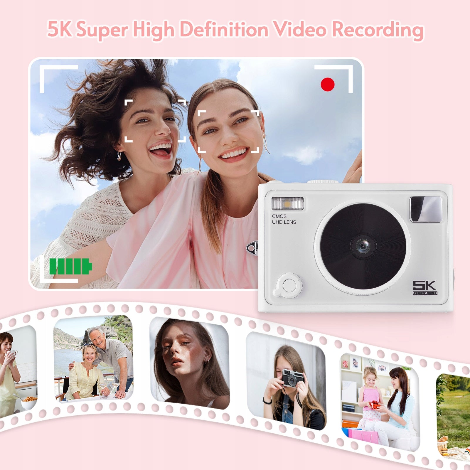 5K WiFi Digital Camera 72MP Digital Video Camera With Two obi