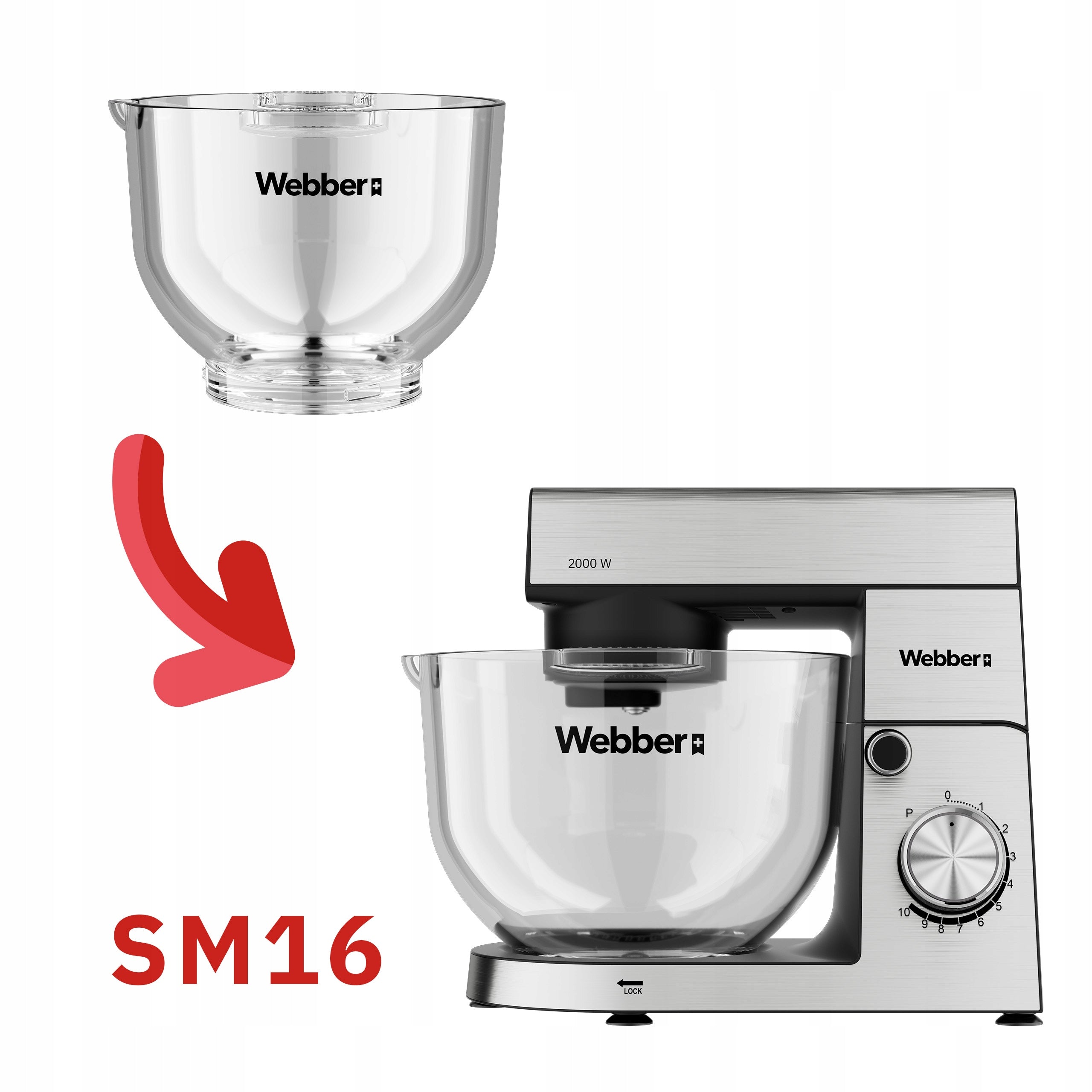 5L glass bowl for Webber SM15 / SM16 robot – original replacement bowl Manufacturer code 5SM15.16MISASZKL