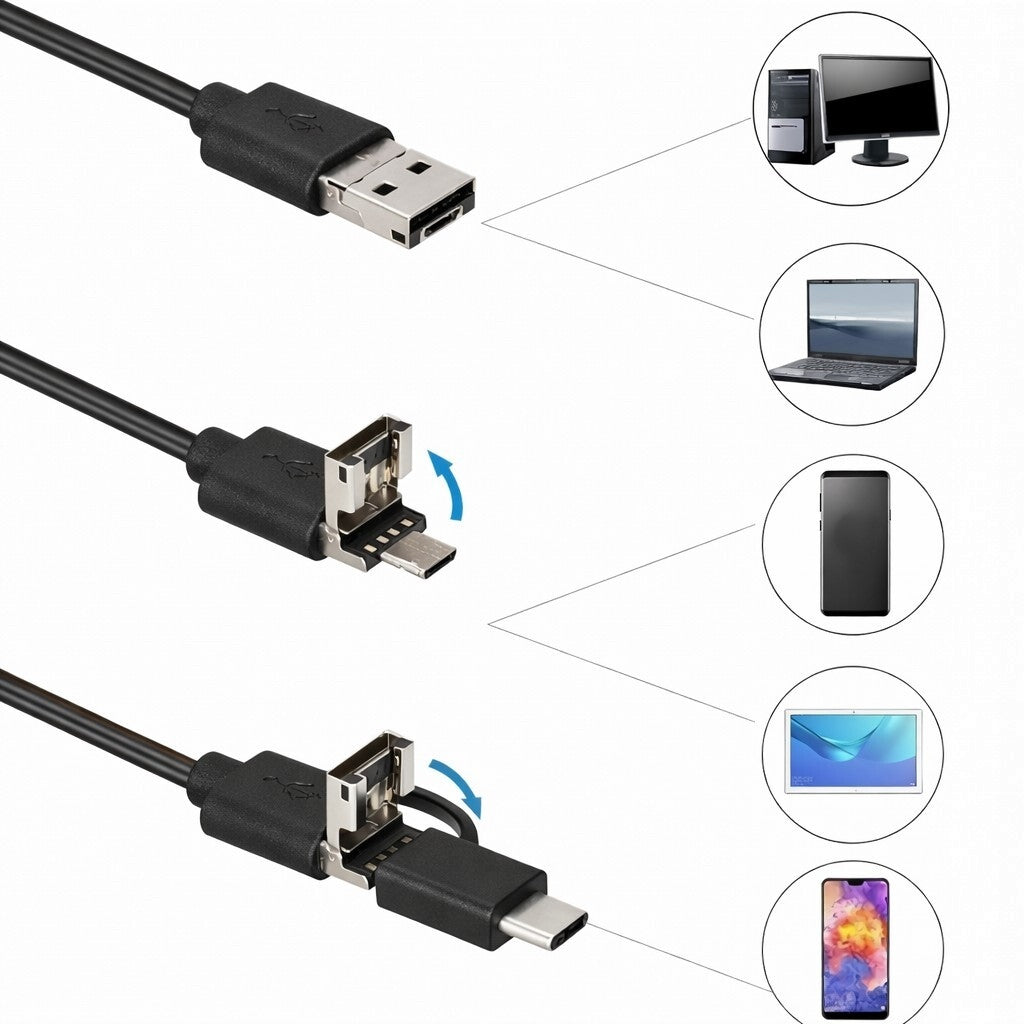 5M LED USB-C 3IN1 ENDOSCOPE INSPECTION CAMERA FOR ANDROID PHONE PC HD IP68 Manufacturer code ENDOSKOP DO TELEFONU ANDROID 5M LED USB-C 3w1