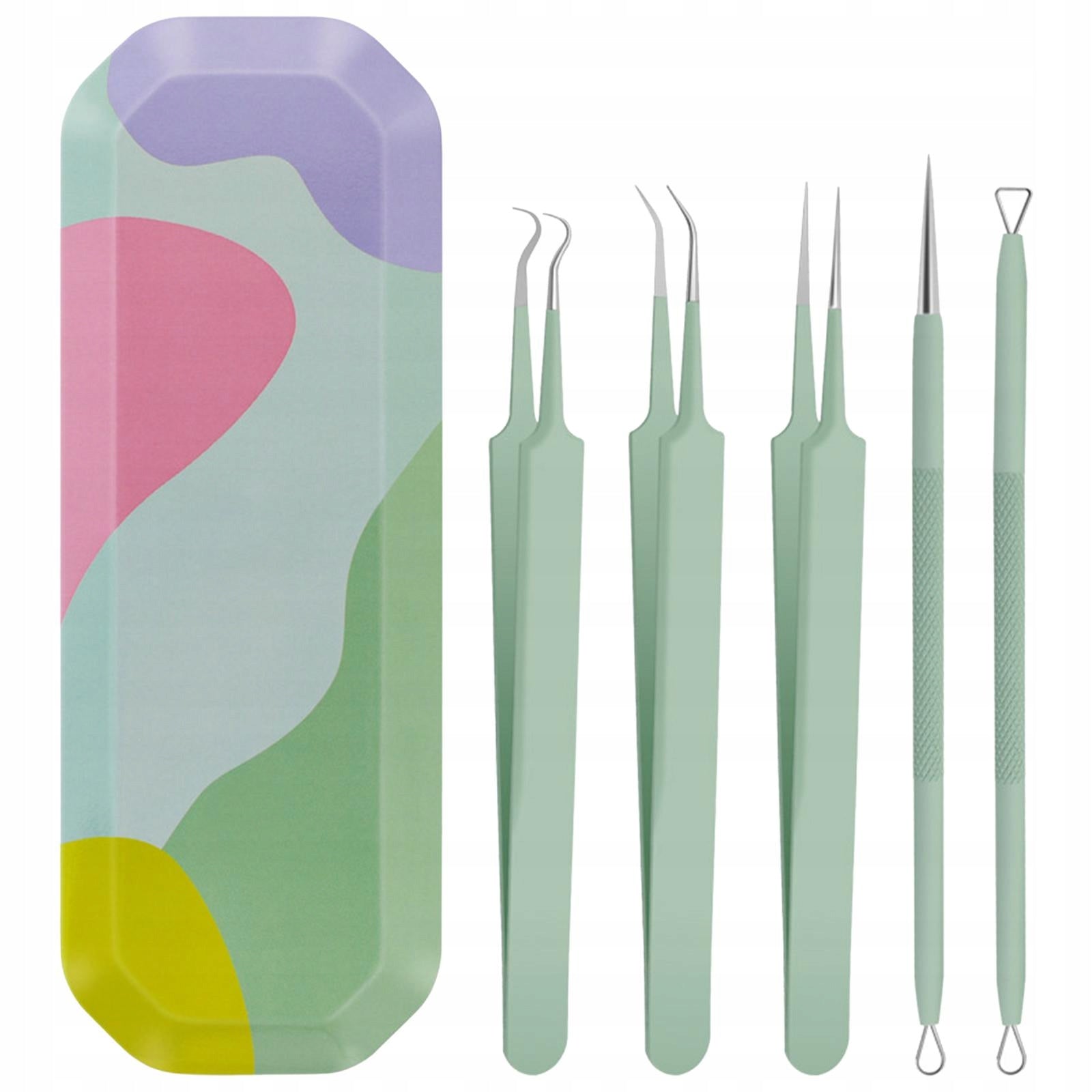 5Pcs Acne Blackhead Removal Kit Professional Stainles Steel Case Face Green Medical device type accessories for a medical device or a product without an intended medical purpose