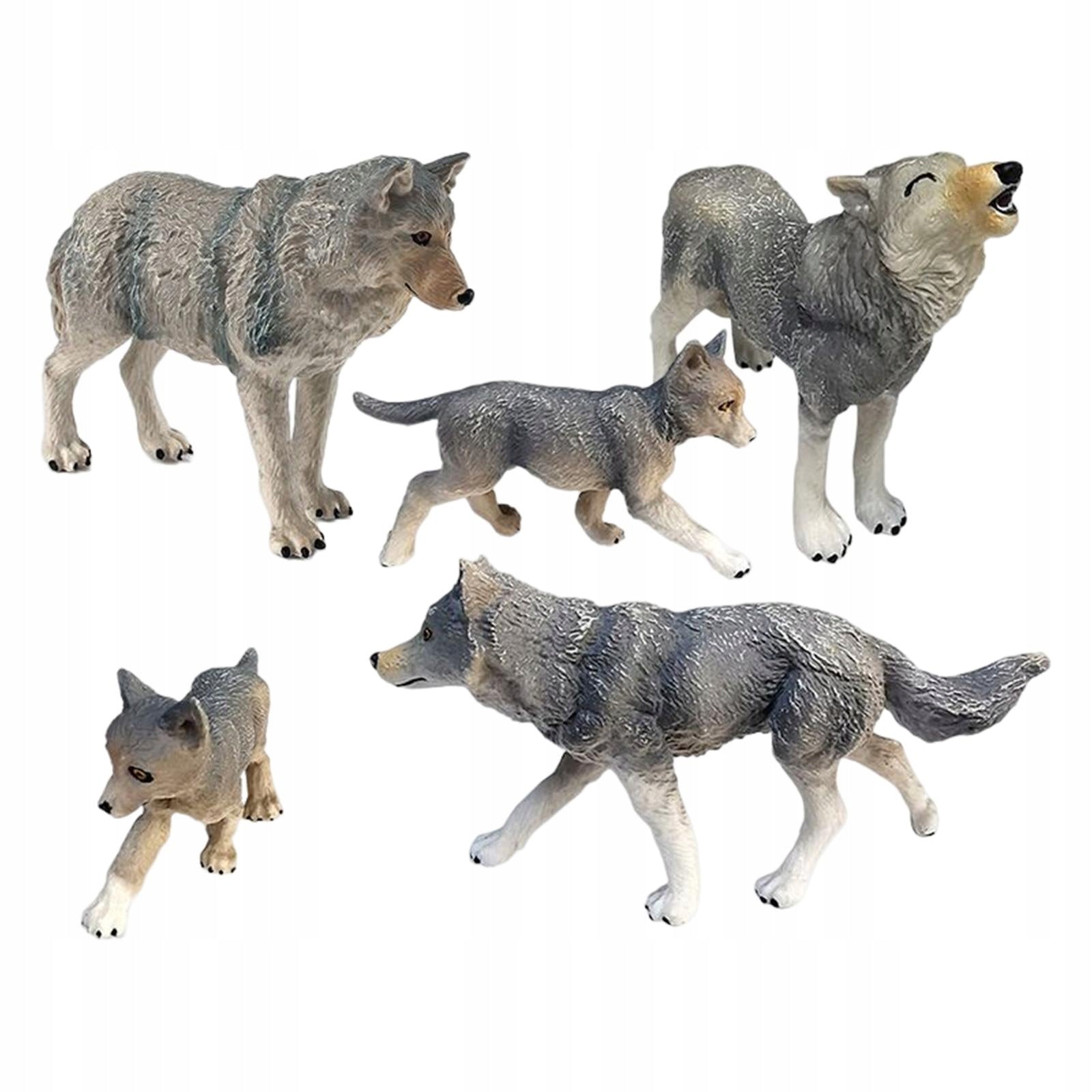5Pcs Wolf Animal Model Realistic Figurines for Kids Education Ages Years